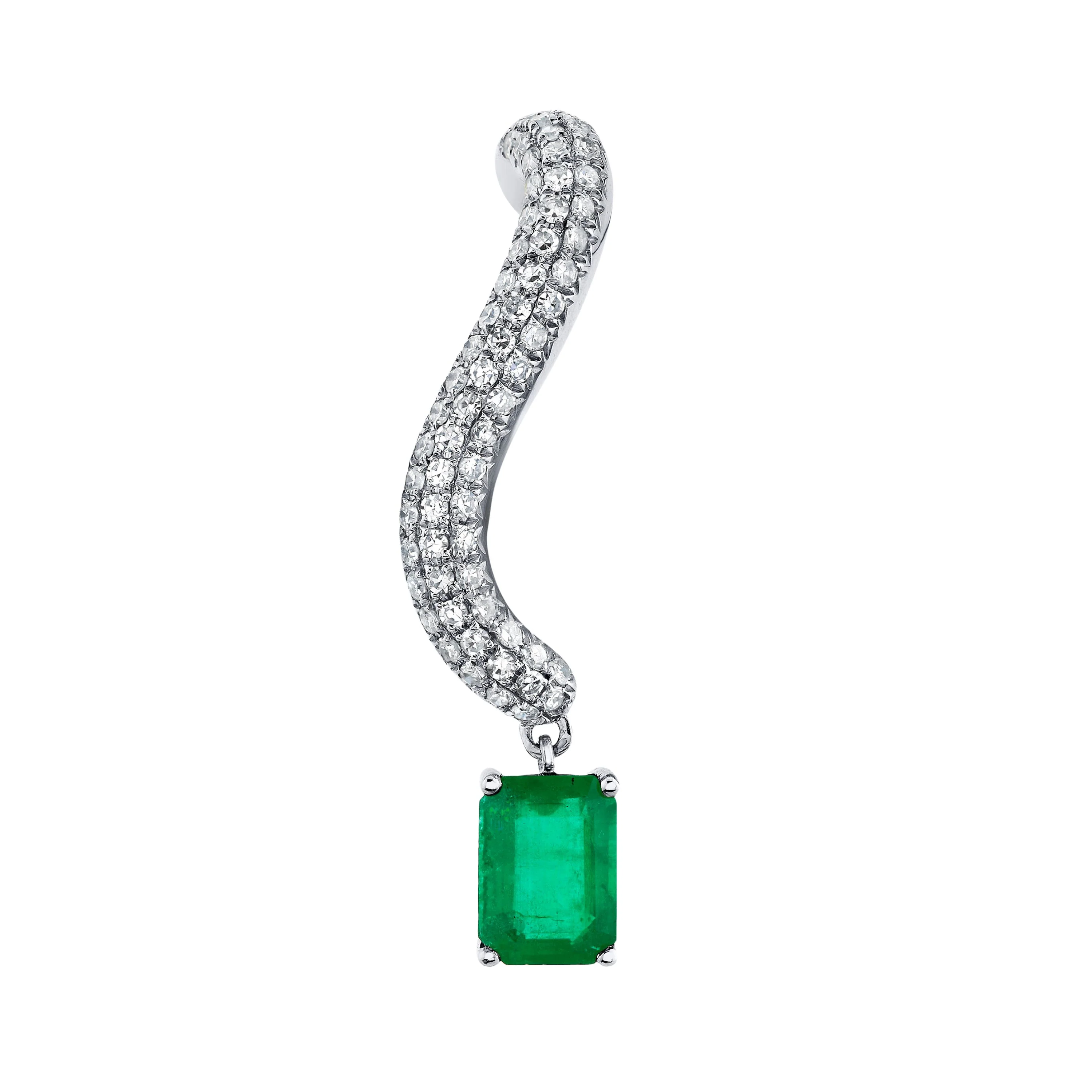 EMERALD & DIAMOND PAVE EAR CRAWLER - Image 3