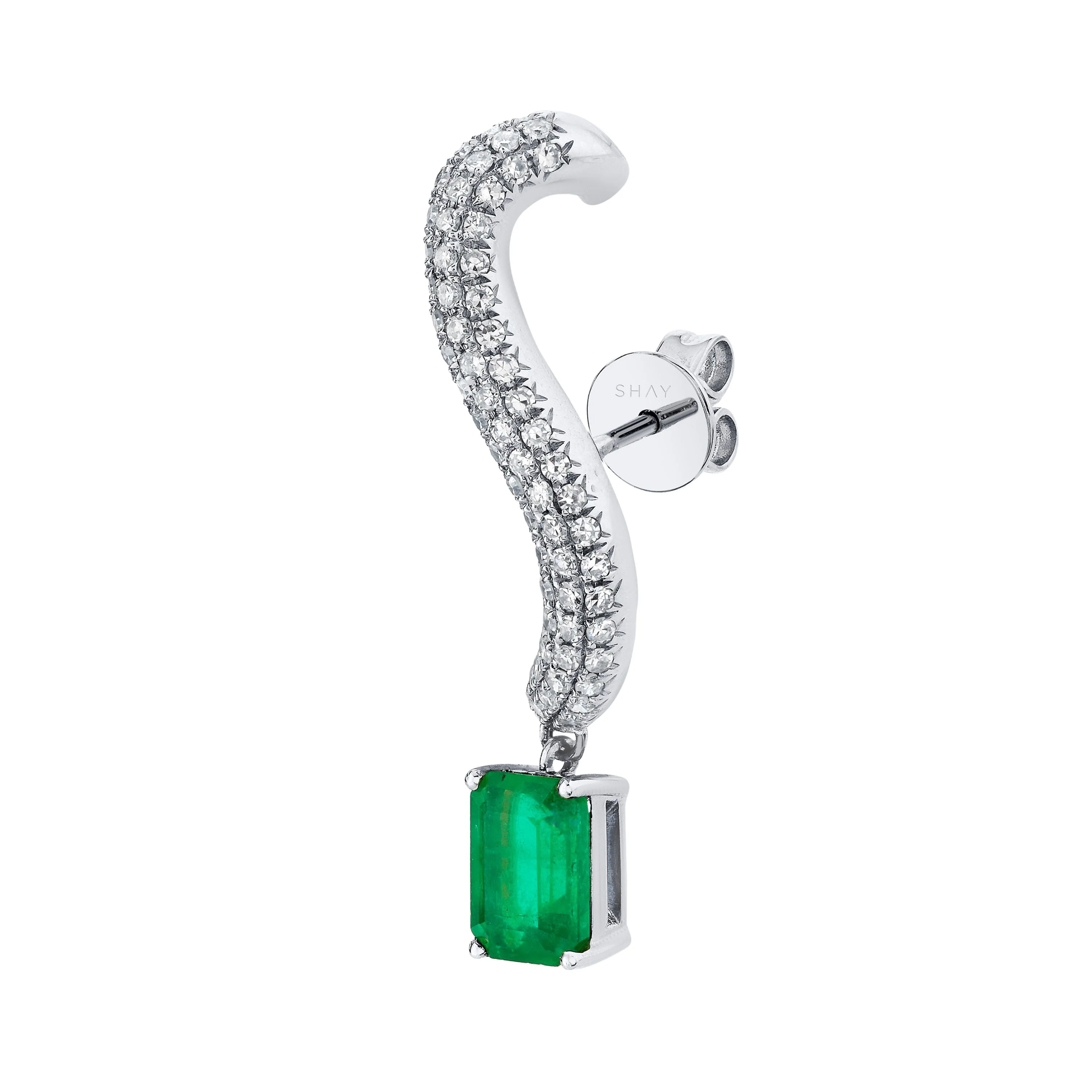 EMERALD & DIAMOND PAVE EAR CRAWLER - Image 4