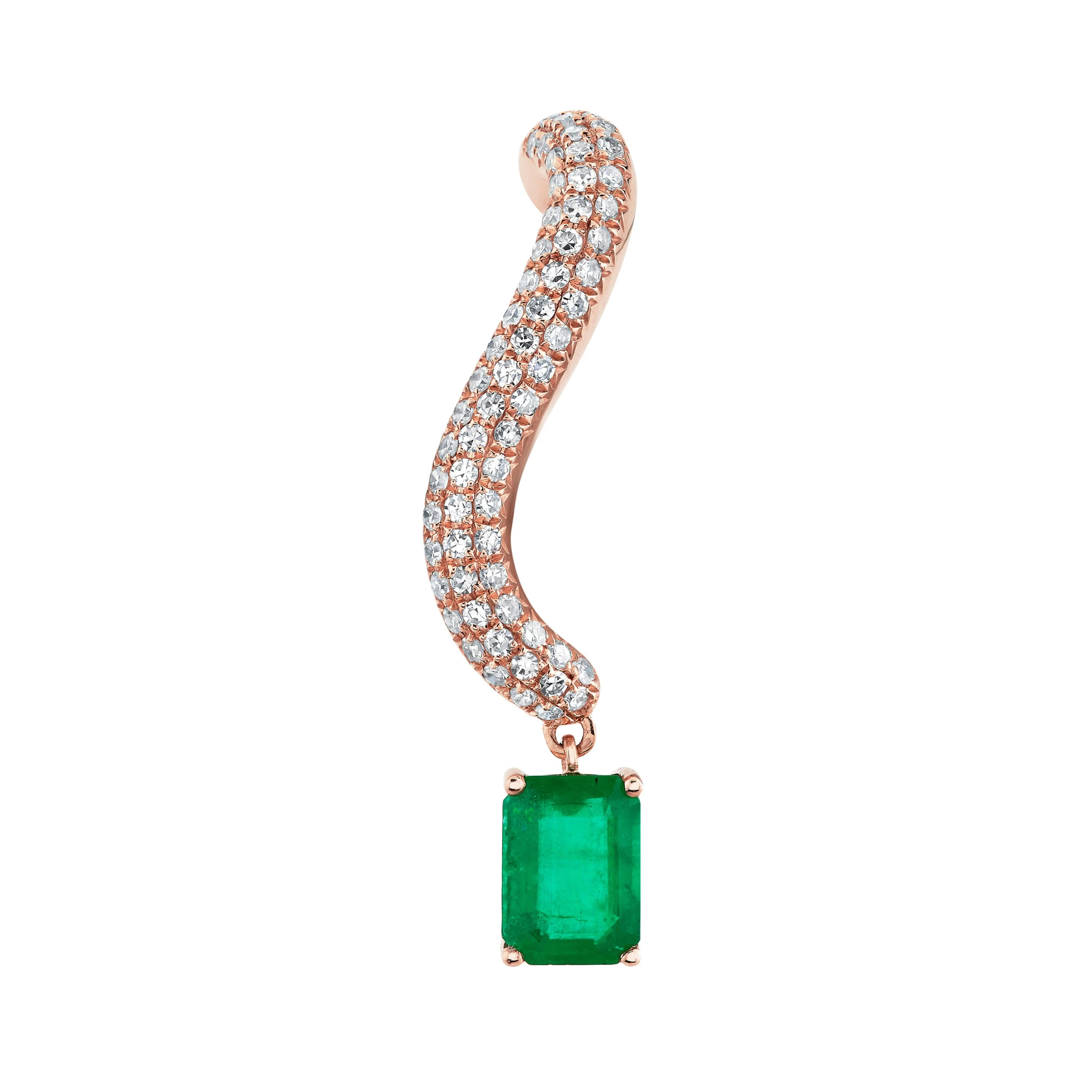 EMERALD & DIAMOND PAVE EAR CRAWLER - Image 5