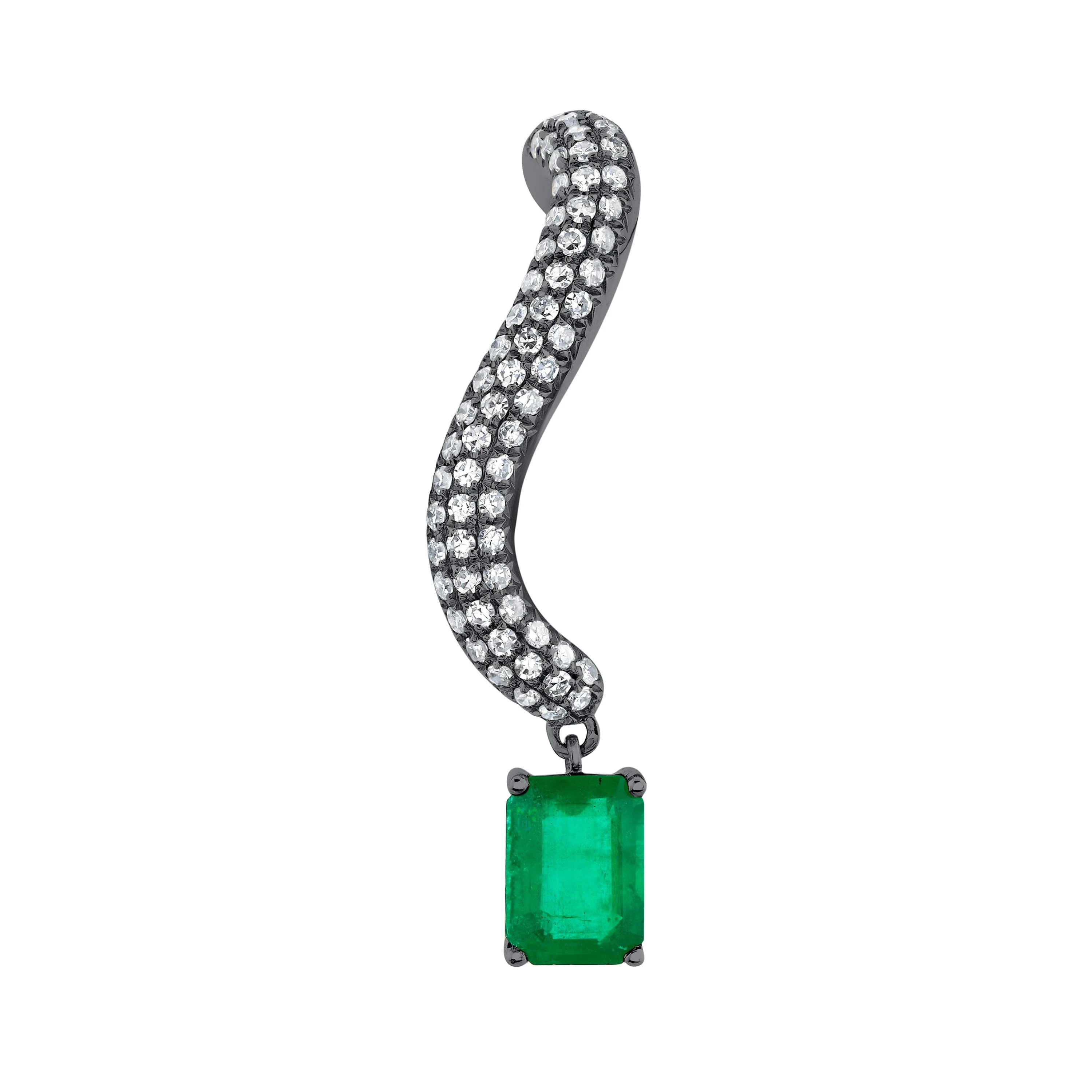 EMERALD & DIAMOND PAVE EAR CRAWLER - Image 7