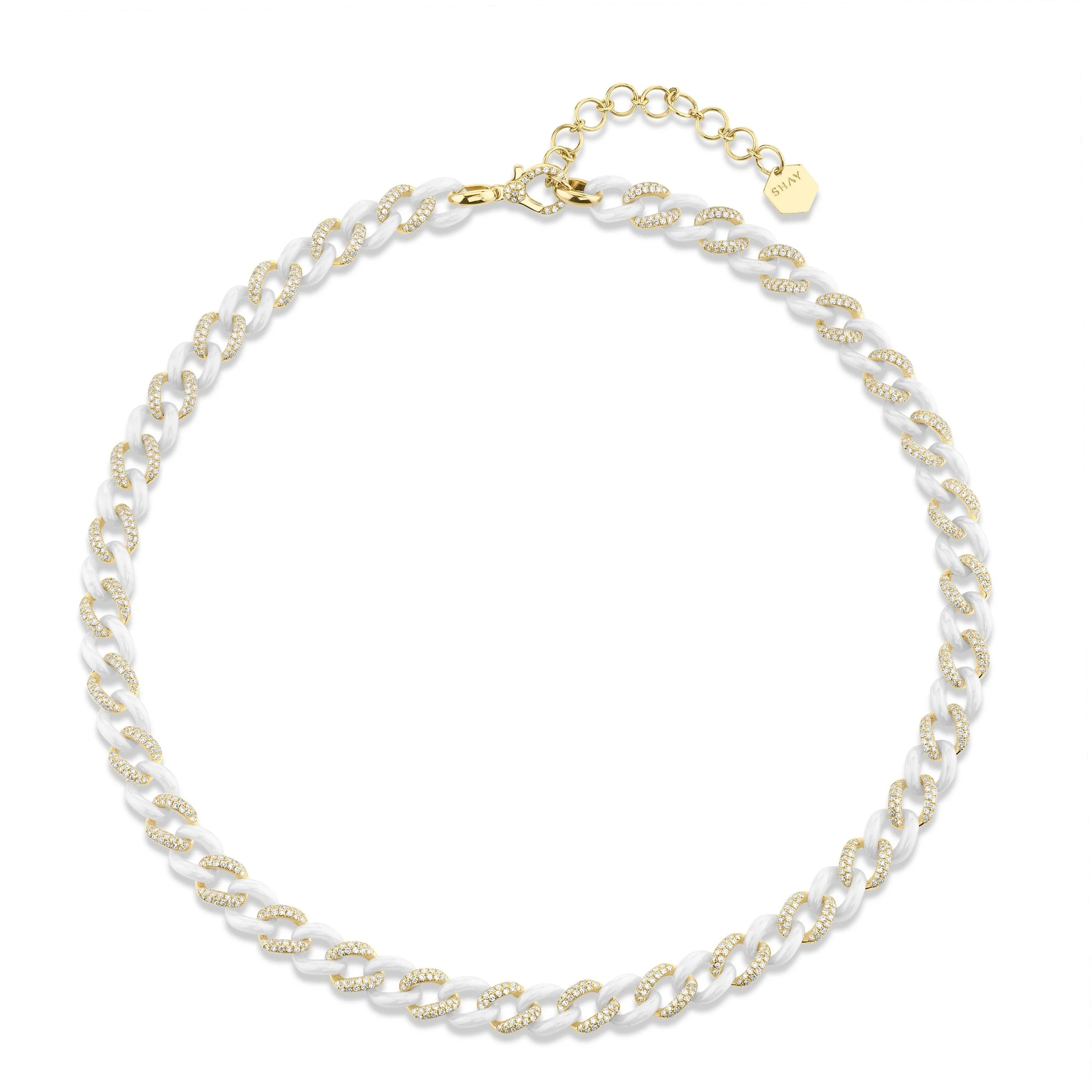 DIAMOND & CERAMIC ALTERNATING MEDIUM LINK NECKLACE - Image 3