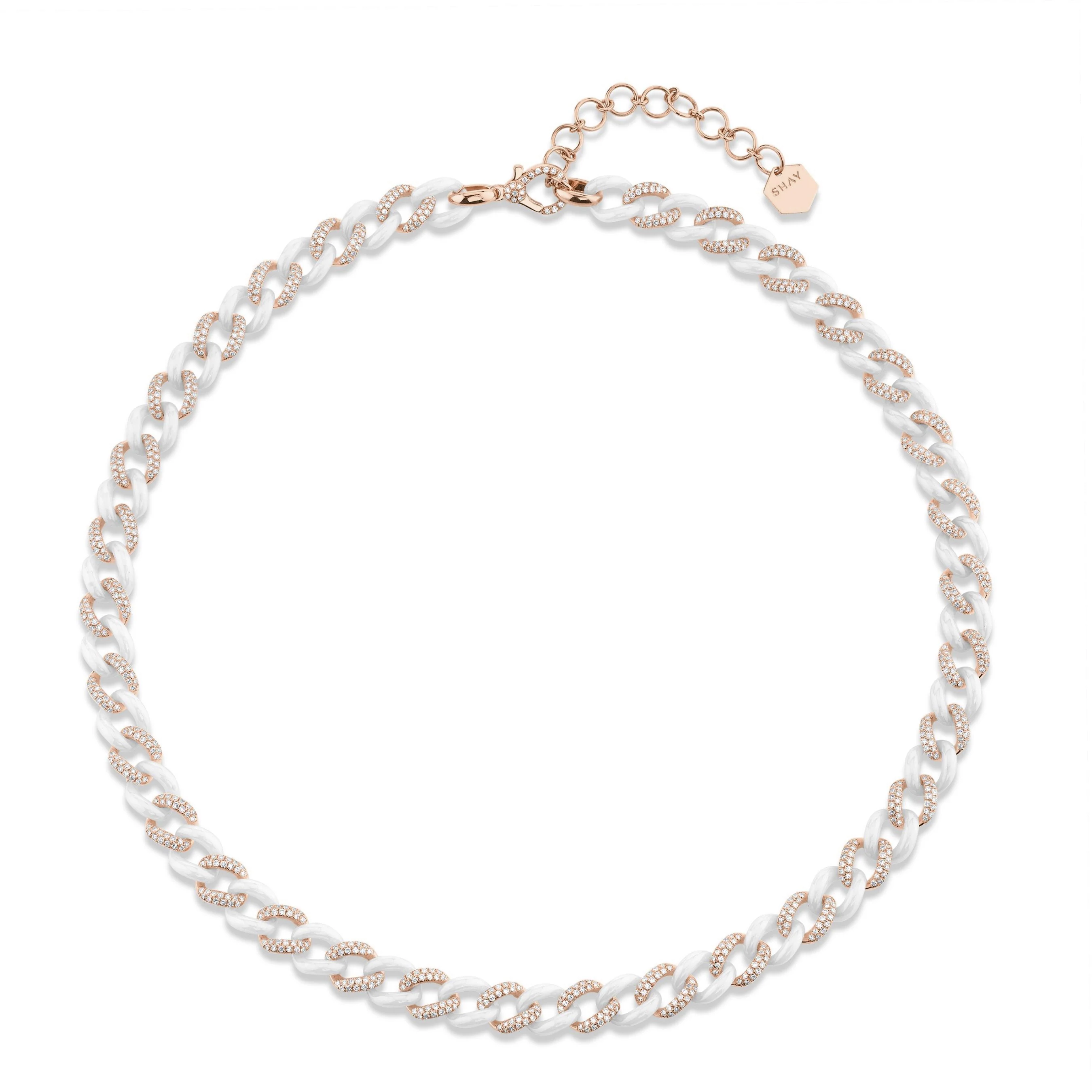 DIAMOND & CERAMIC ALTERNATING MEDIUM LINK NECKLACE - Image 4