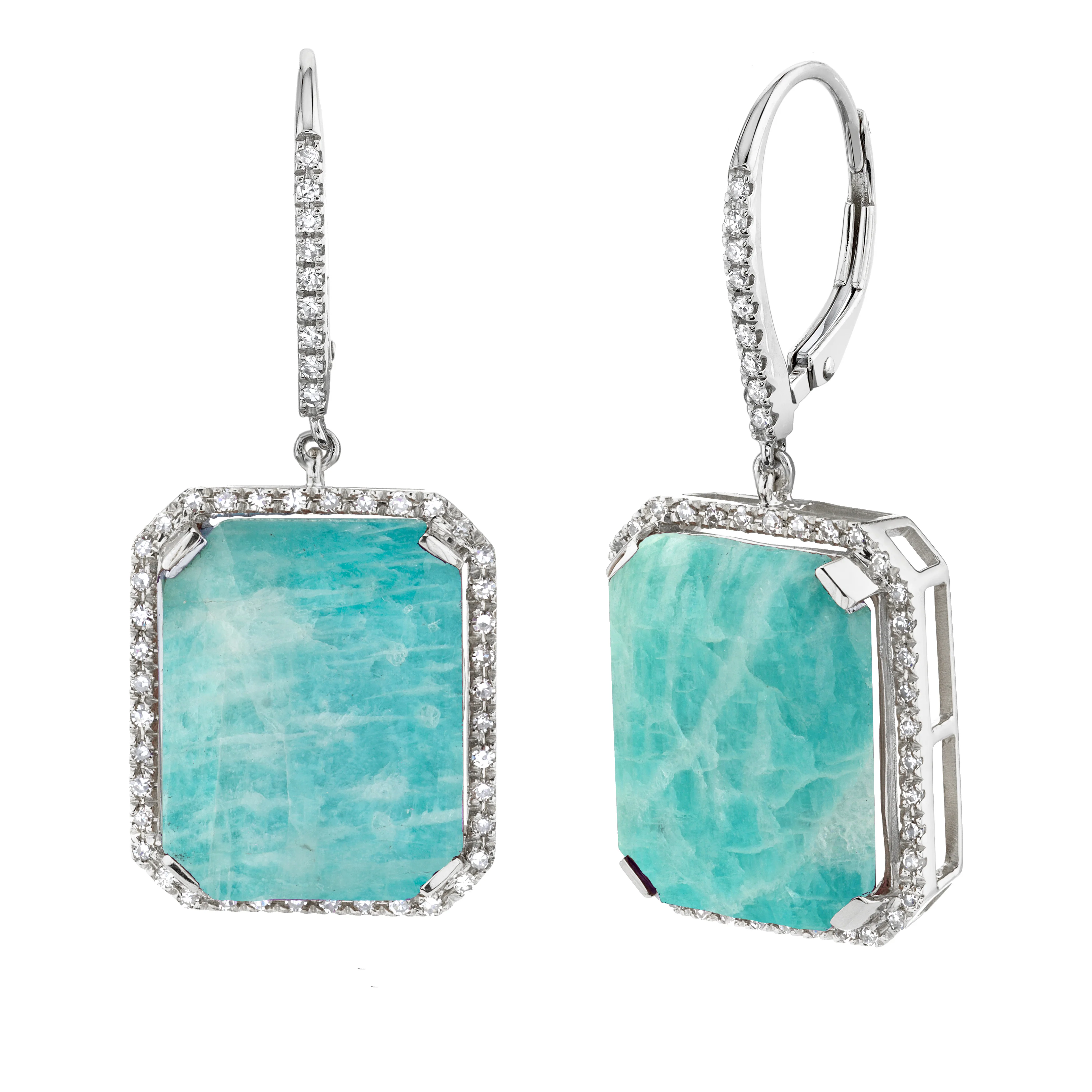 AMAZONITE & DIAMOND PORTRAIT EARRINGS - Image 3