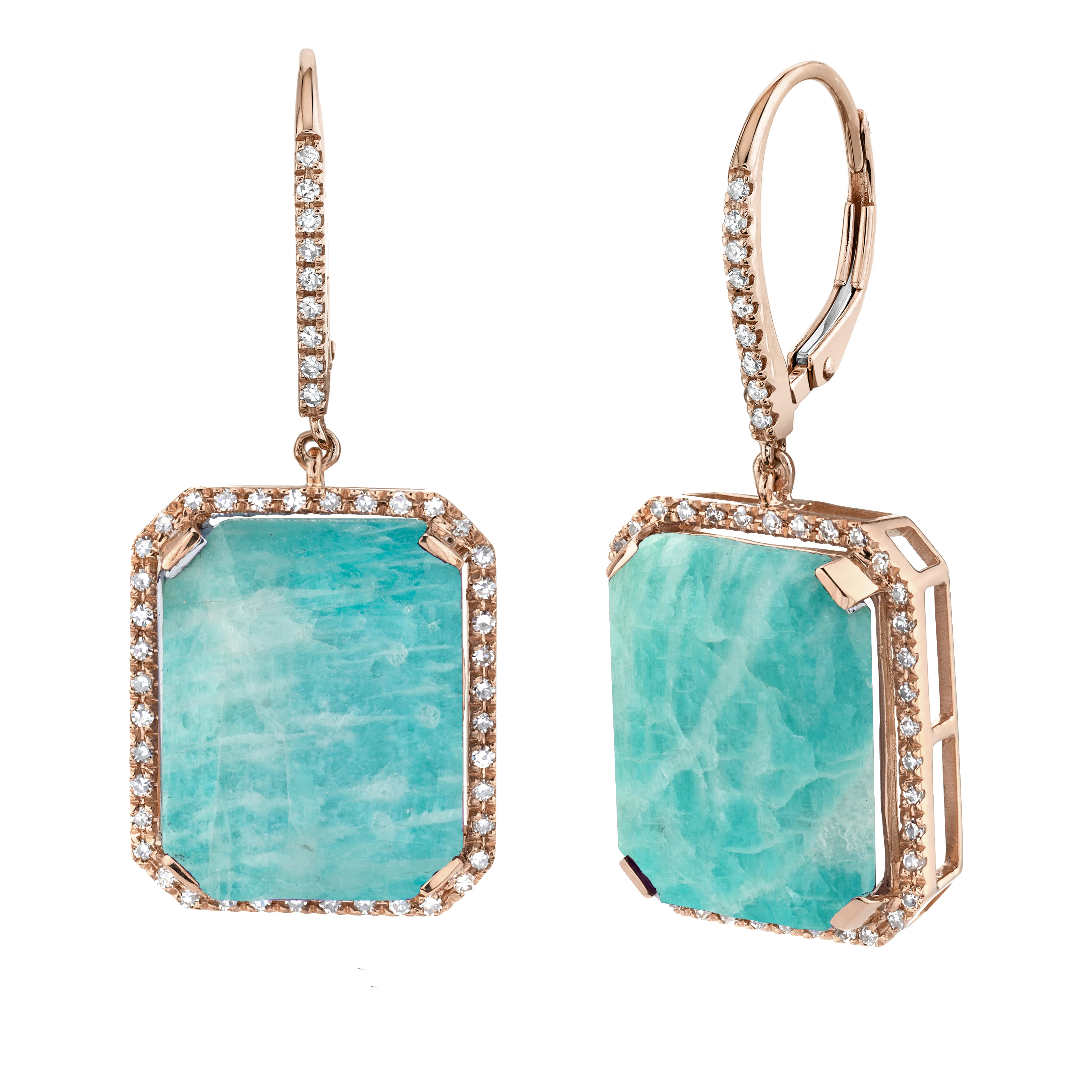 AMAZONITE & DIAMOND PORTRAIT EARRINGS - Image 5
