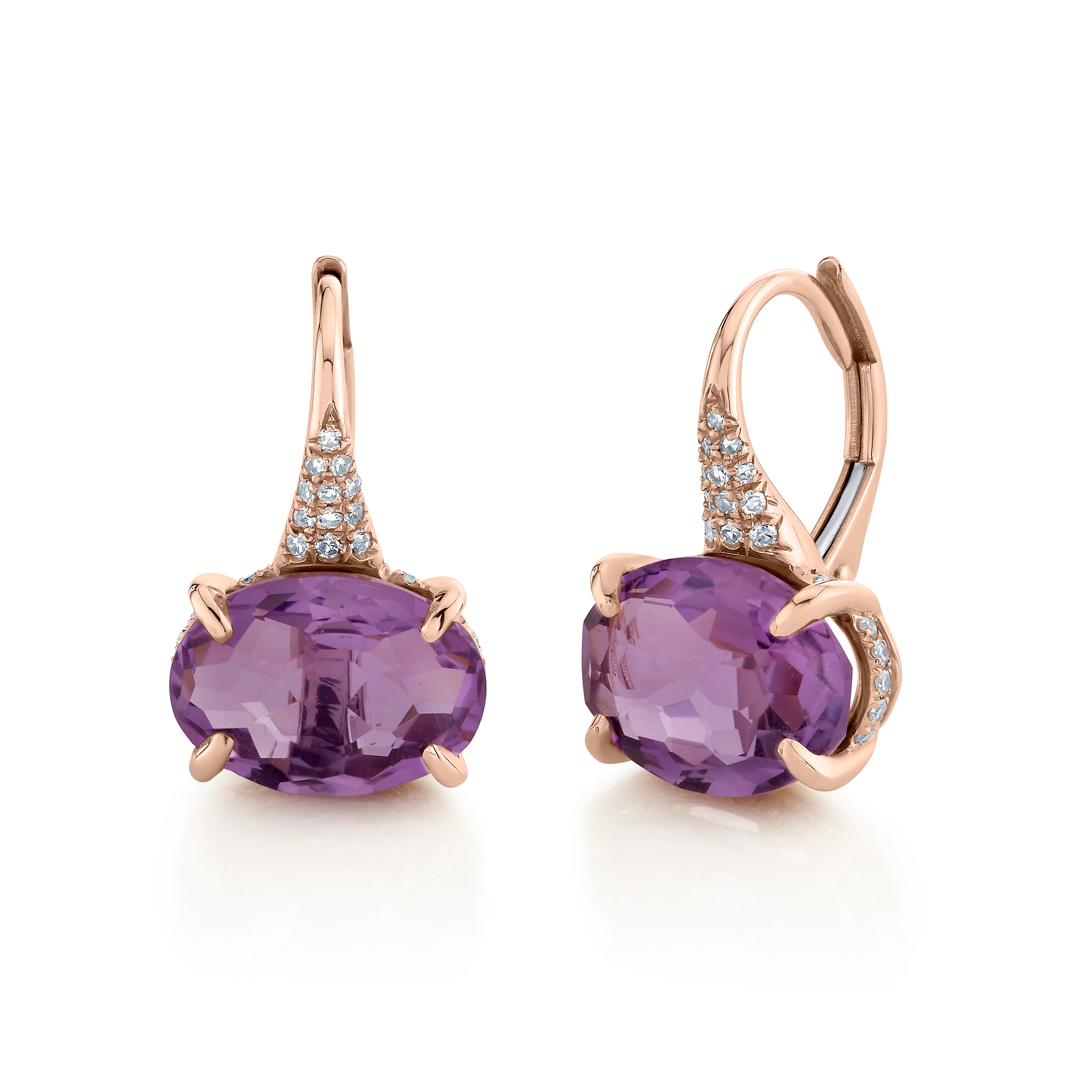 AMETHYST & DIAMOND GEM DROP EARRINGS