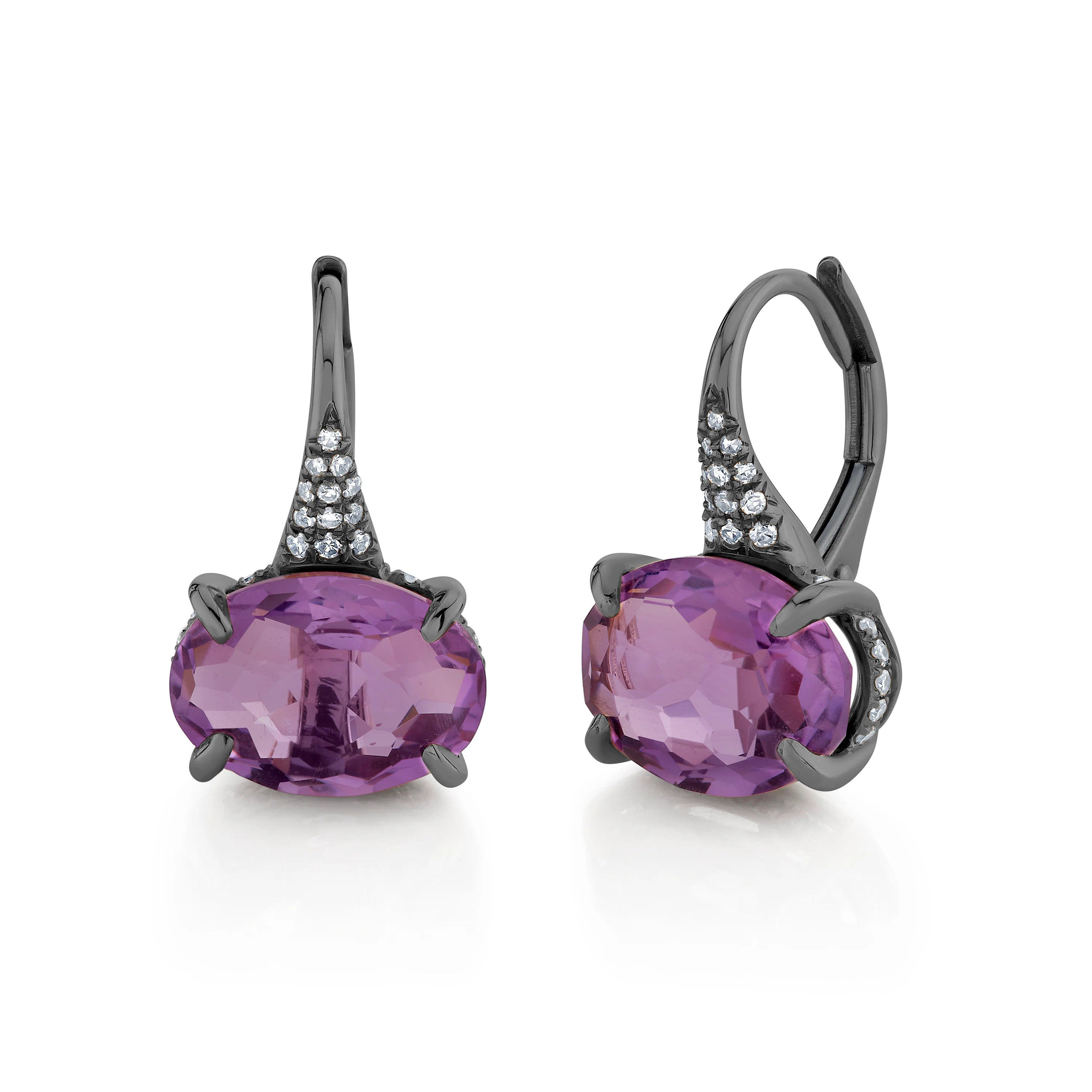 AMETHYST & DIAMOND GEM DROP EARRINGS - Image 5