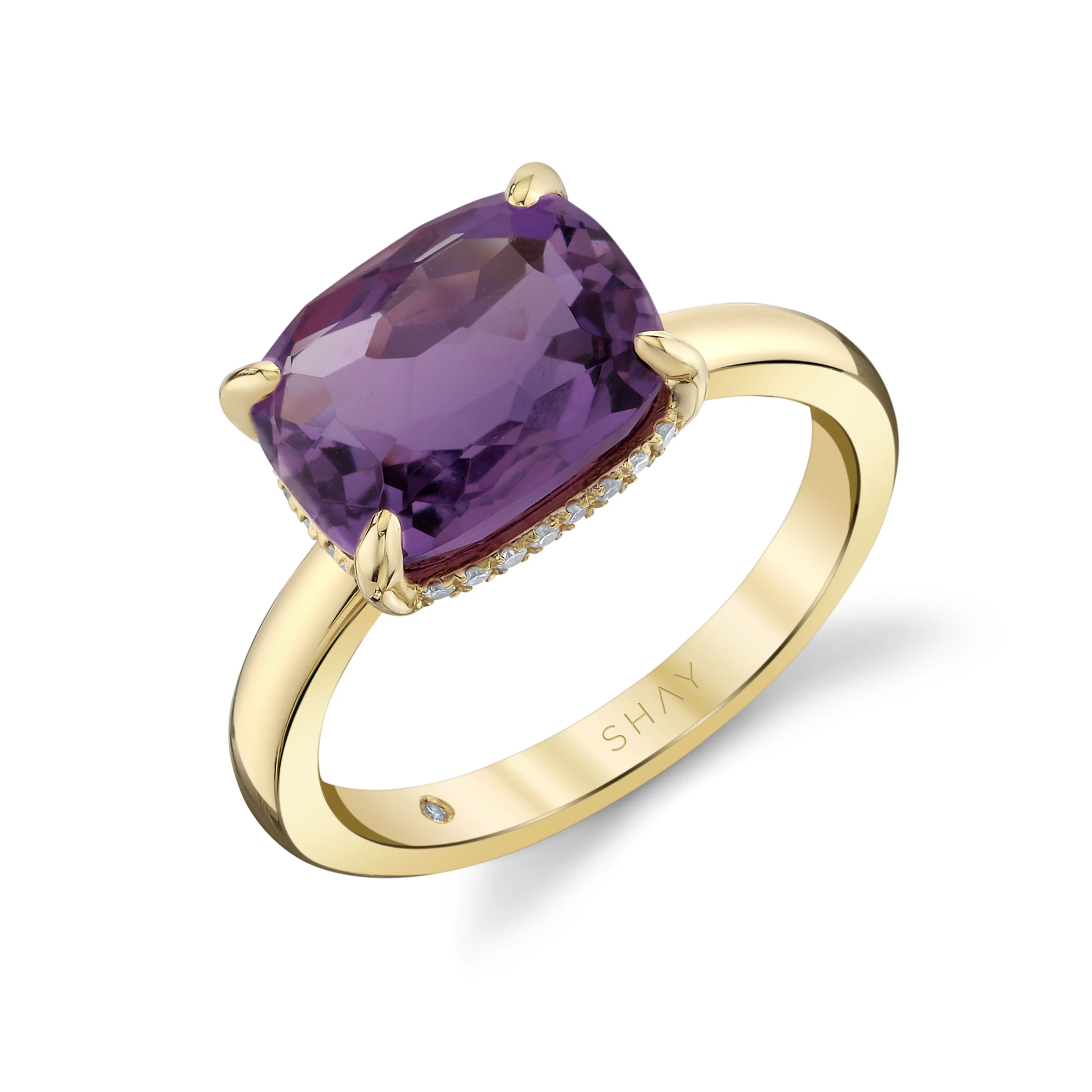 AMETHYST & DIAMOND GEM RING - Image 3