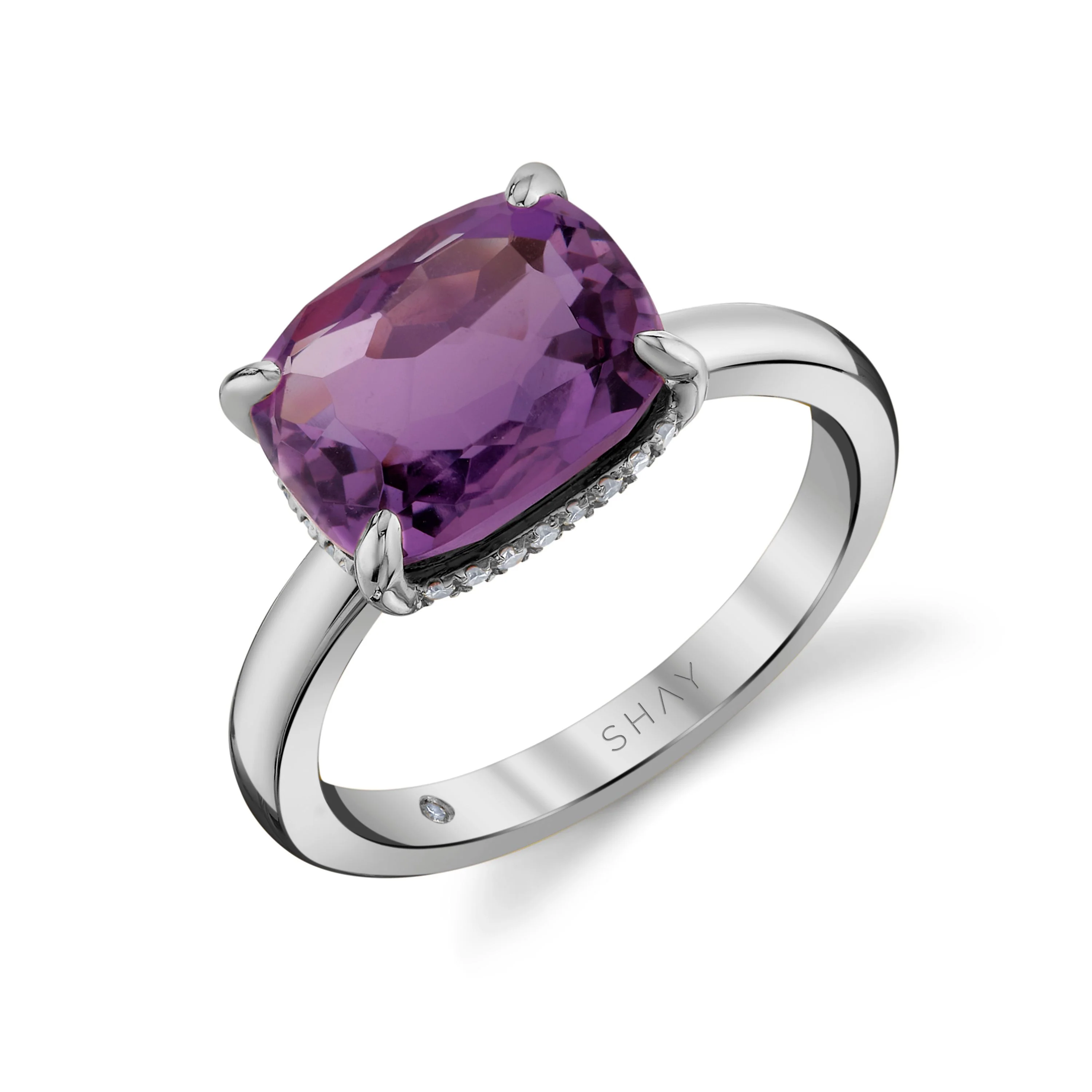 AMETHYST & DIAMOND GEM RING - Image 4