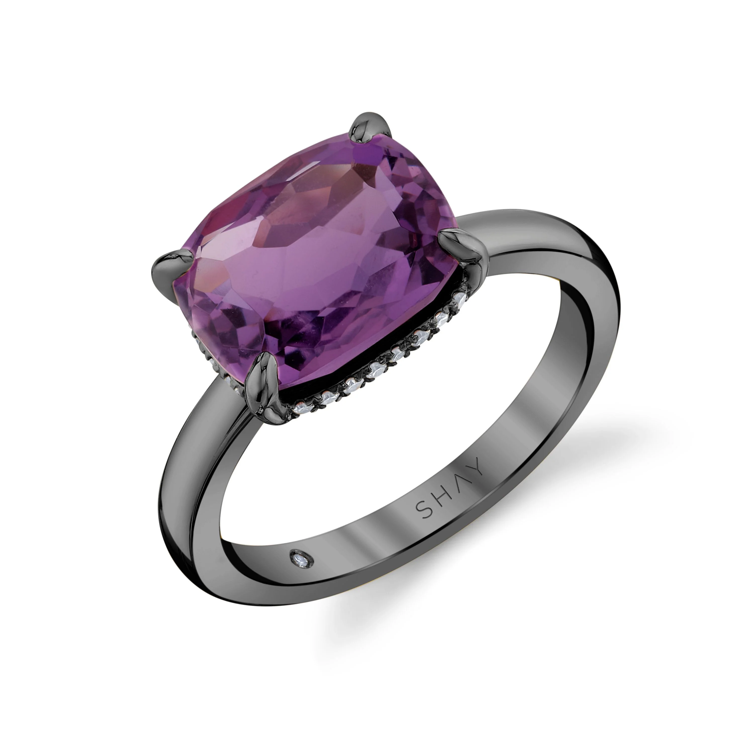 AMETHYST & DIAMOND GEM RING - Image 5