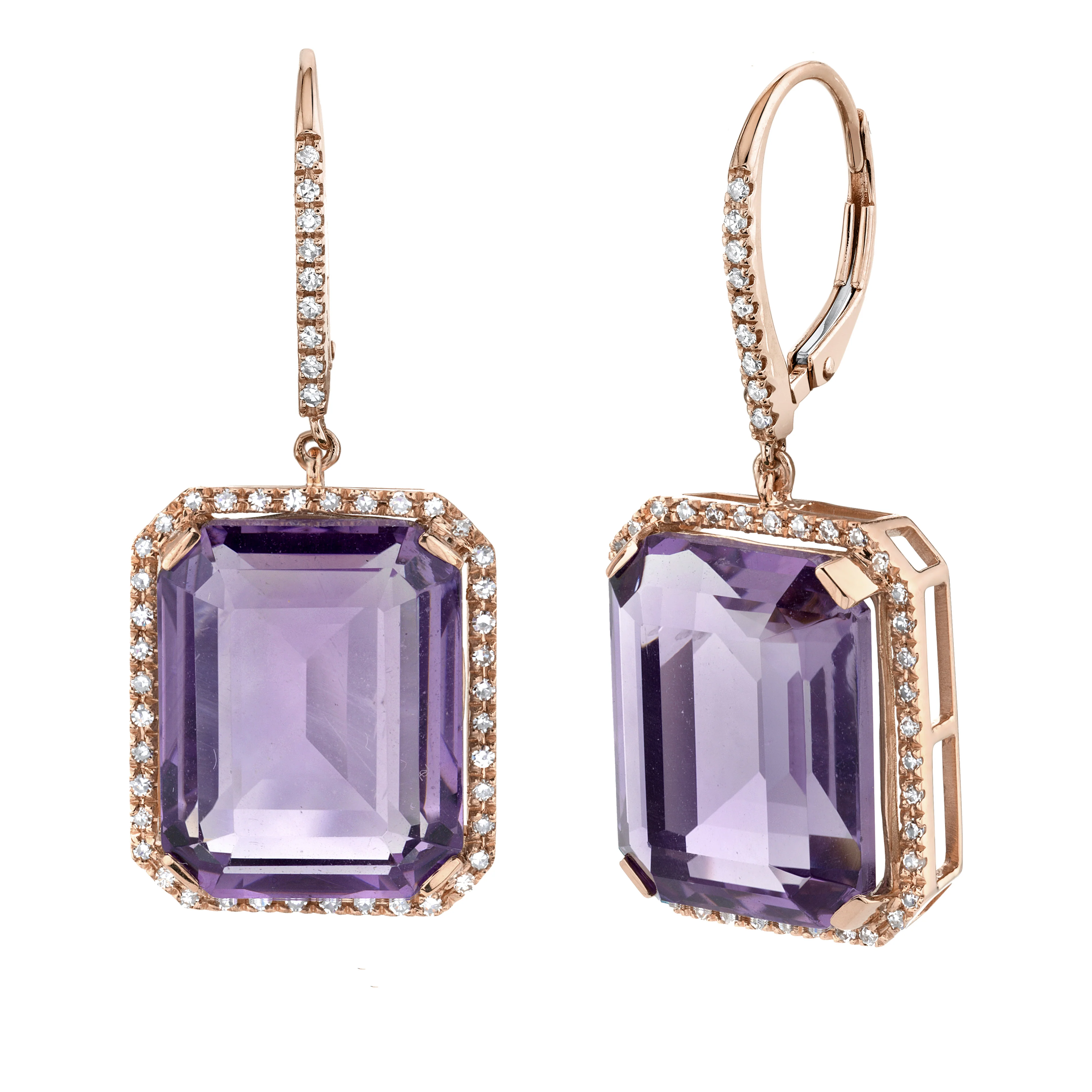 AMETHYST & DIAMOND PORTRAIT EARRINGS