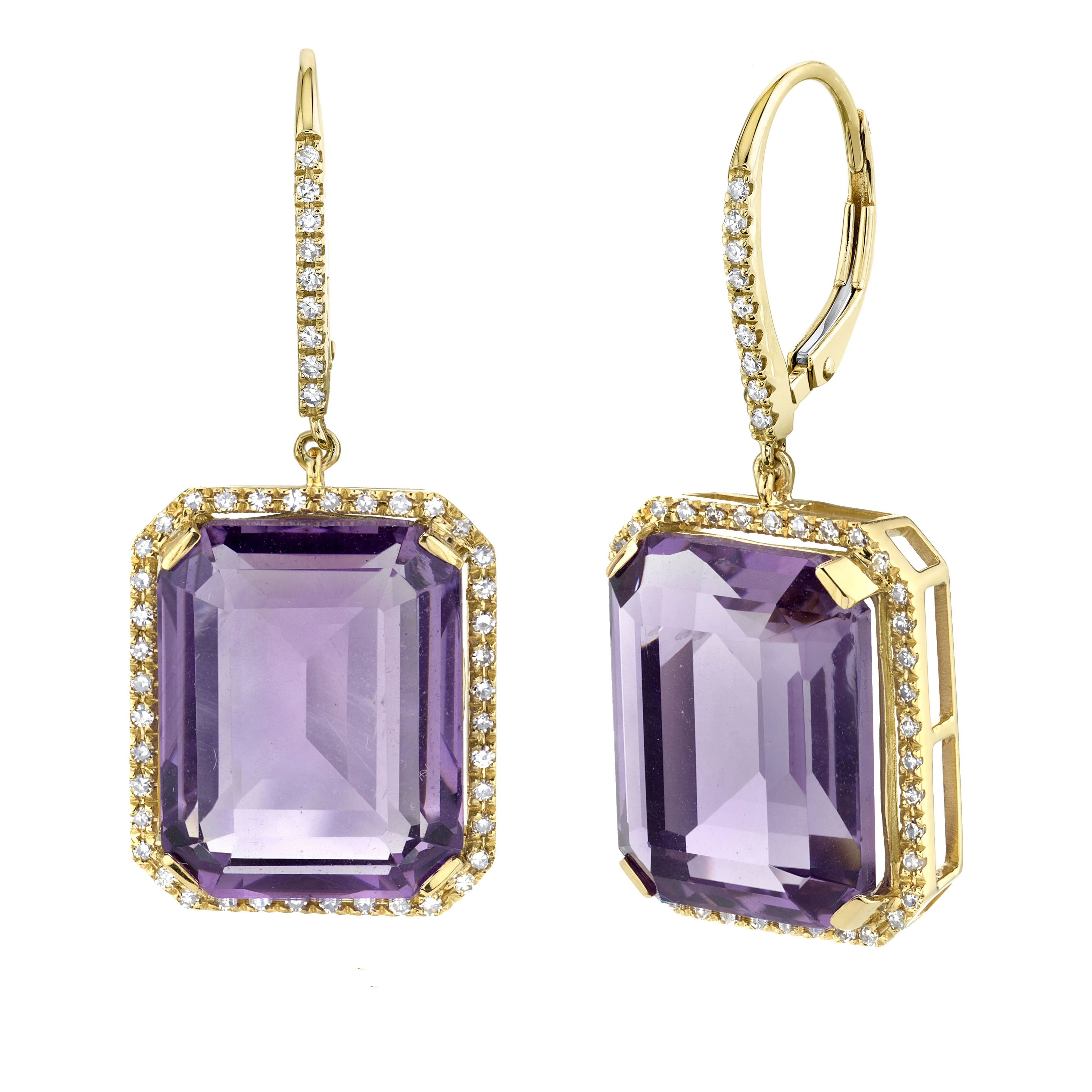 AMETHYST & DIAMOND PORTRAIT EARRINGS - Image 3