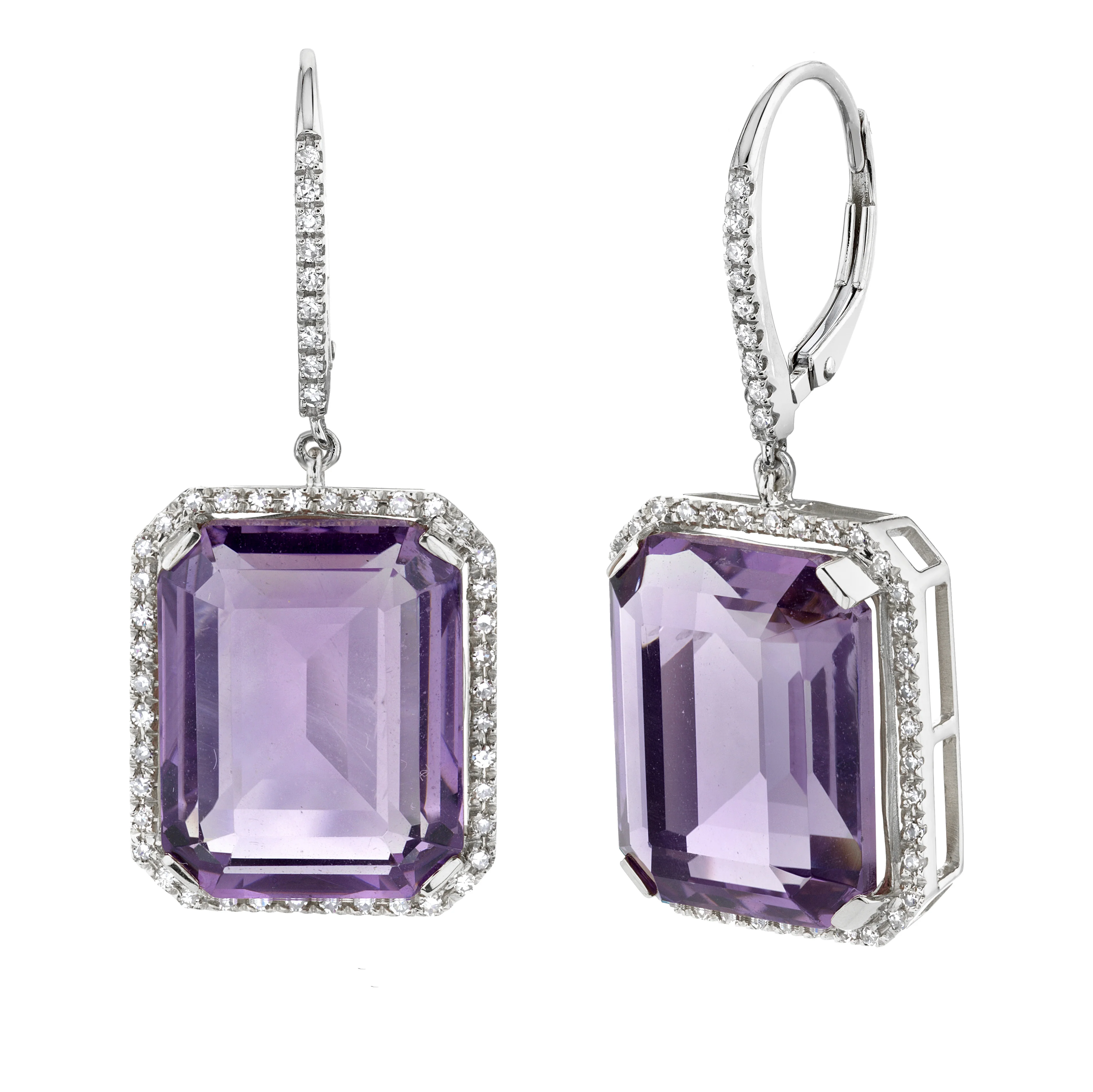 AMETHYST & DIAMOND PORTRAIT EARRINGS - Image 4