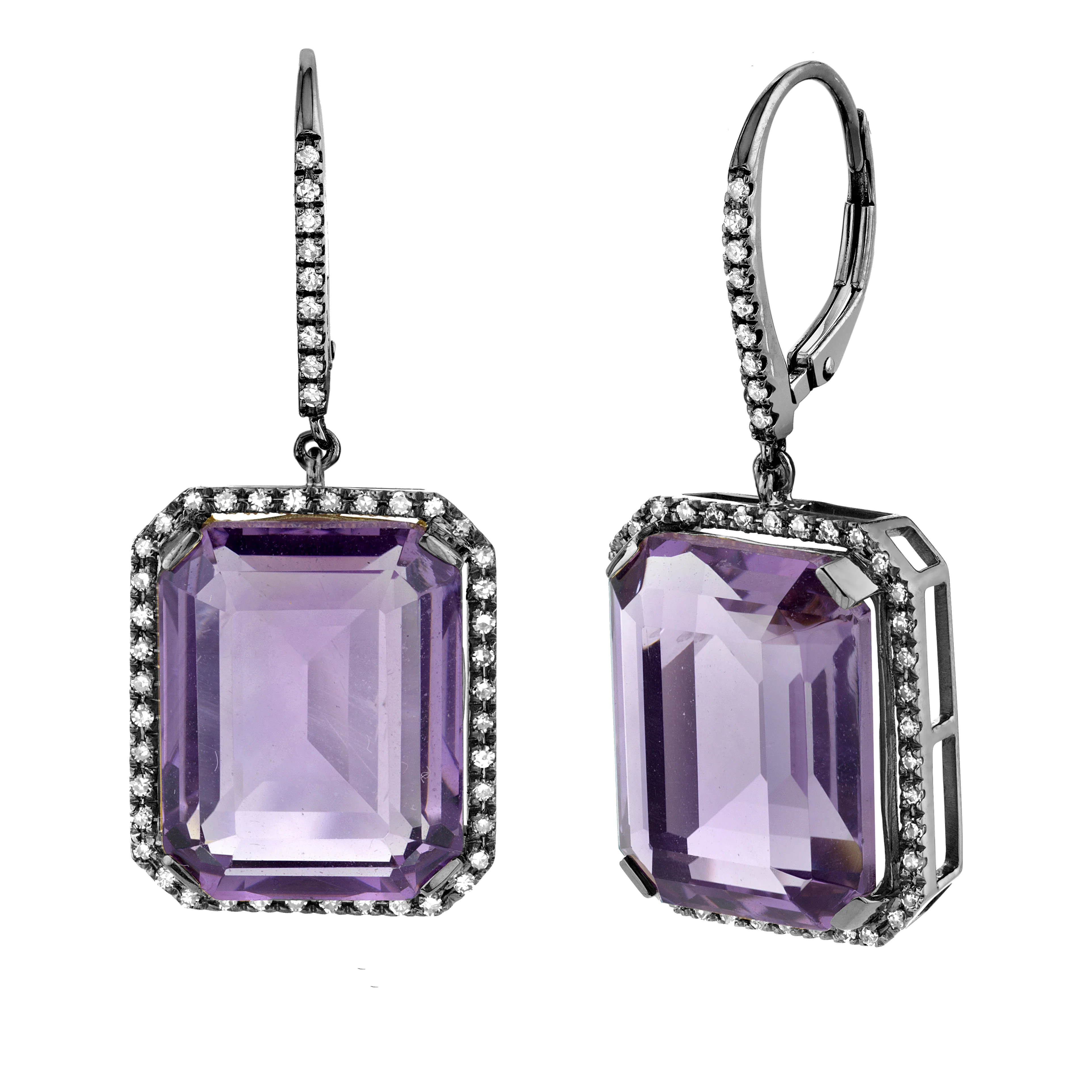 AMETHYST & DIAMOND PORTRAIT EARRINGS - Image 5