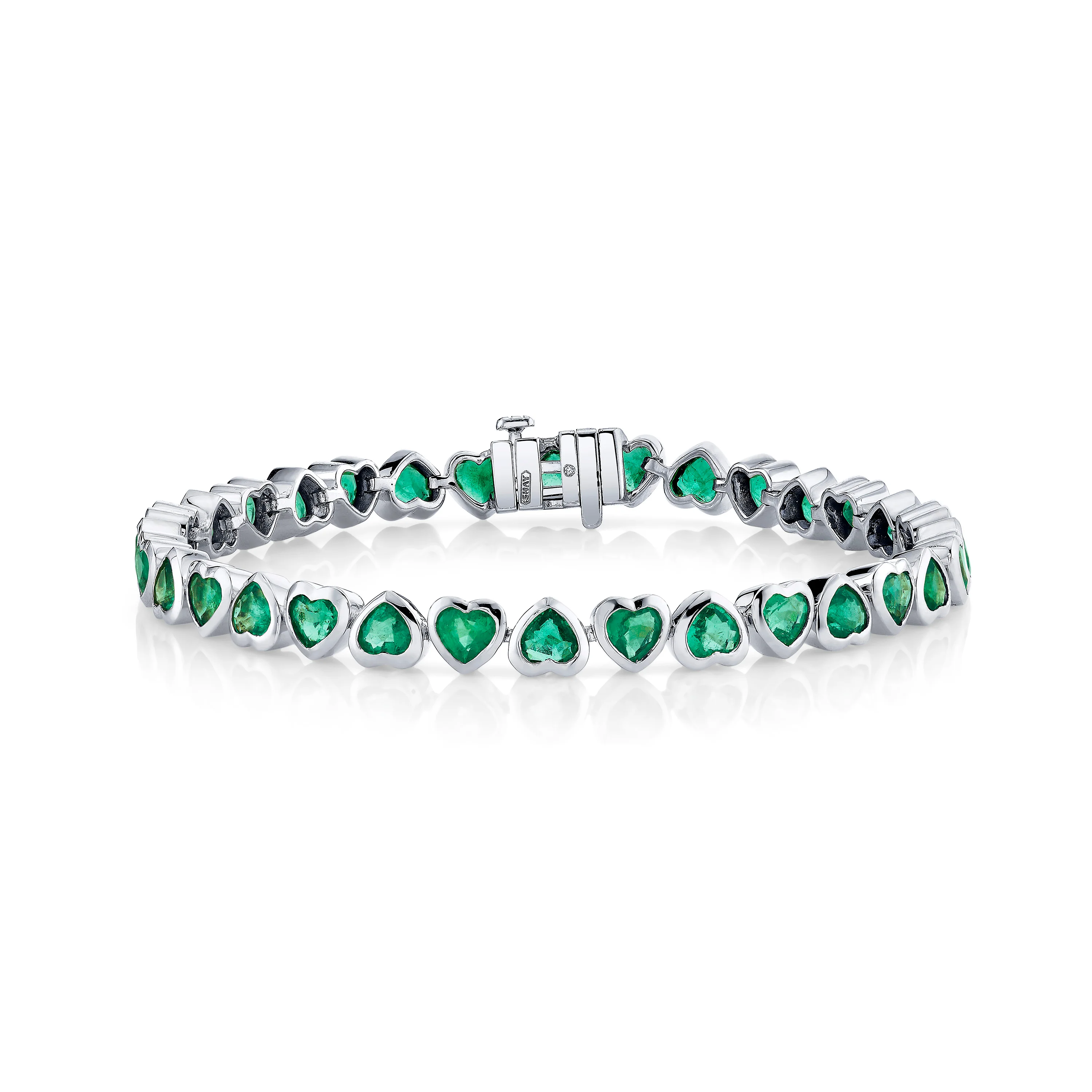EMERALD BEZEL HEART TENNIS BRACELET - Image 3