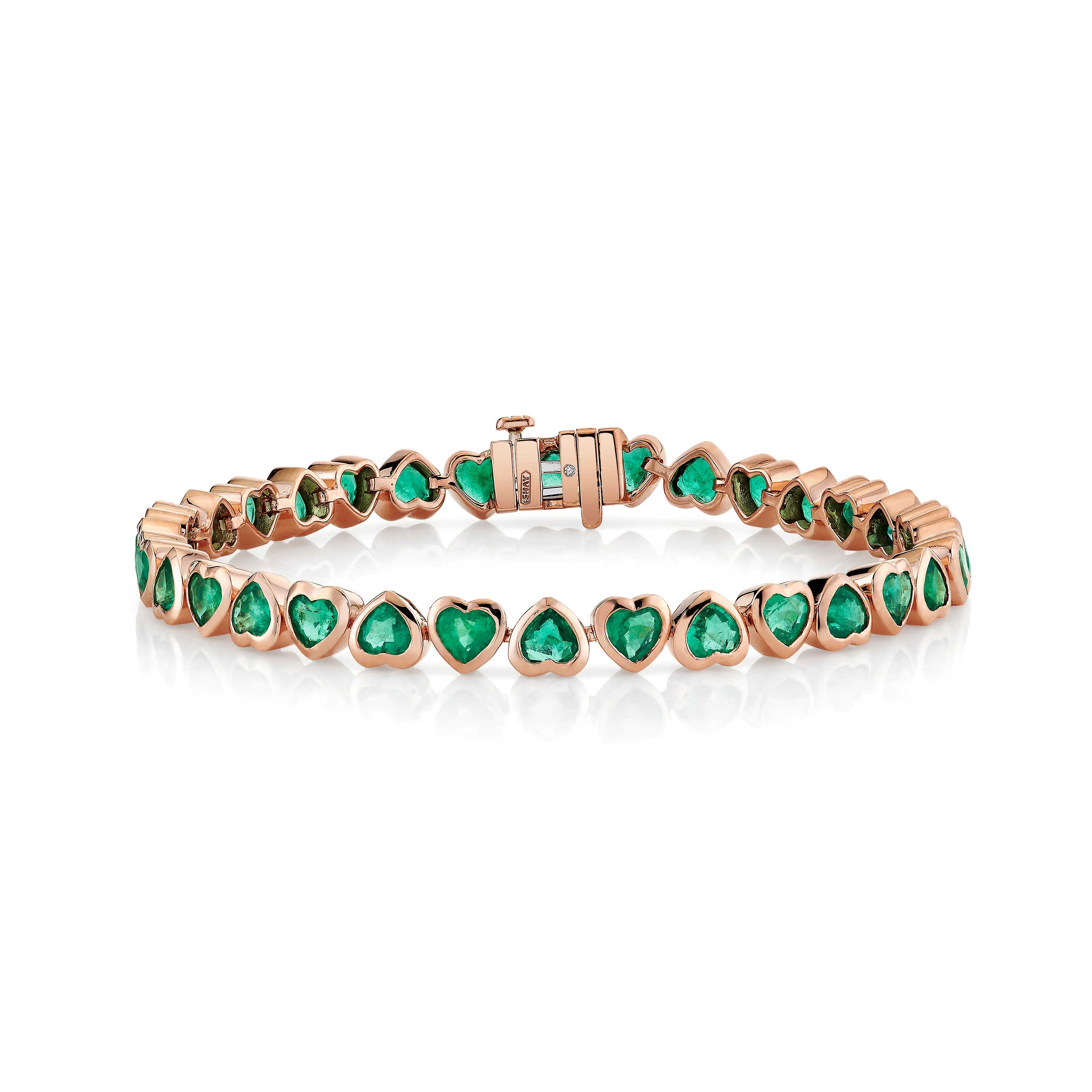 EMERALD BEZEL HEART TENNIS BRACELET - Image 4