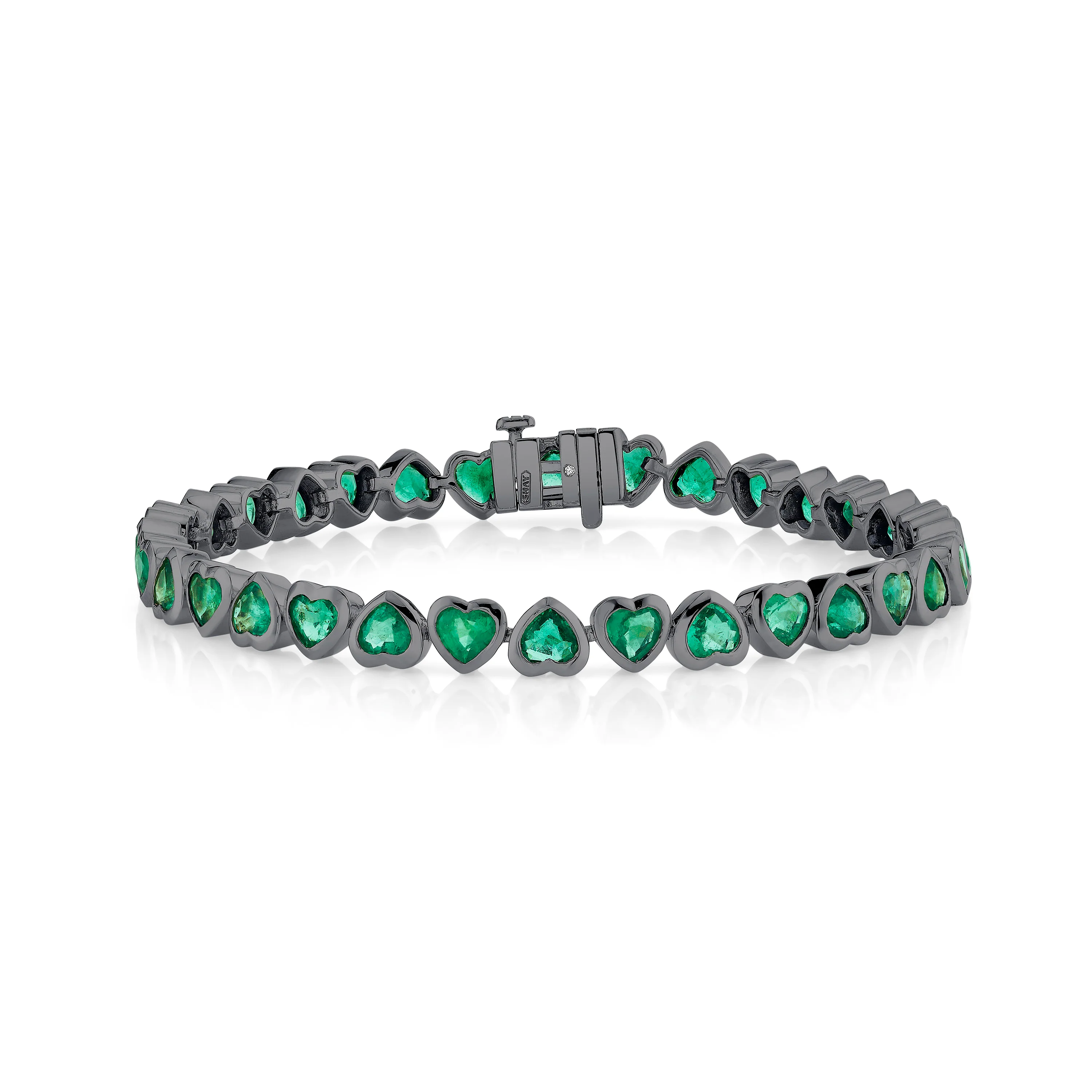 EMERALD BEZEL HEART TENNIS BRACELET - Image 5
