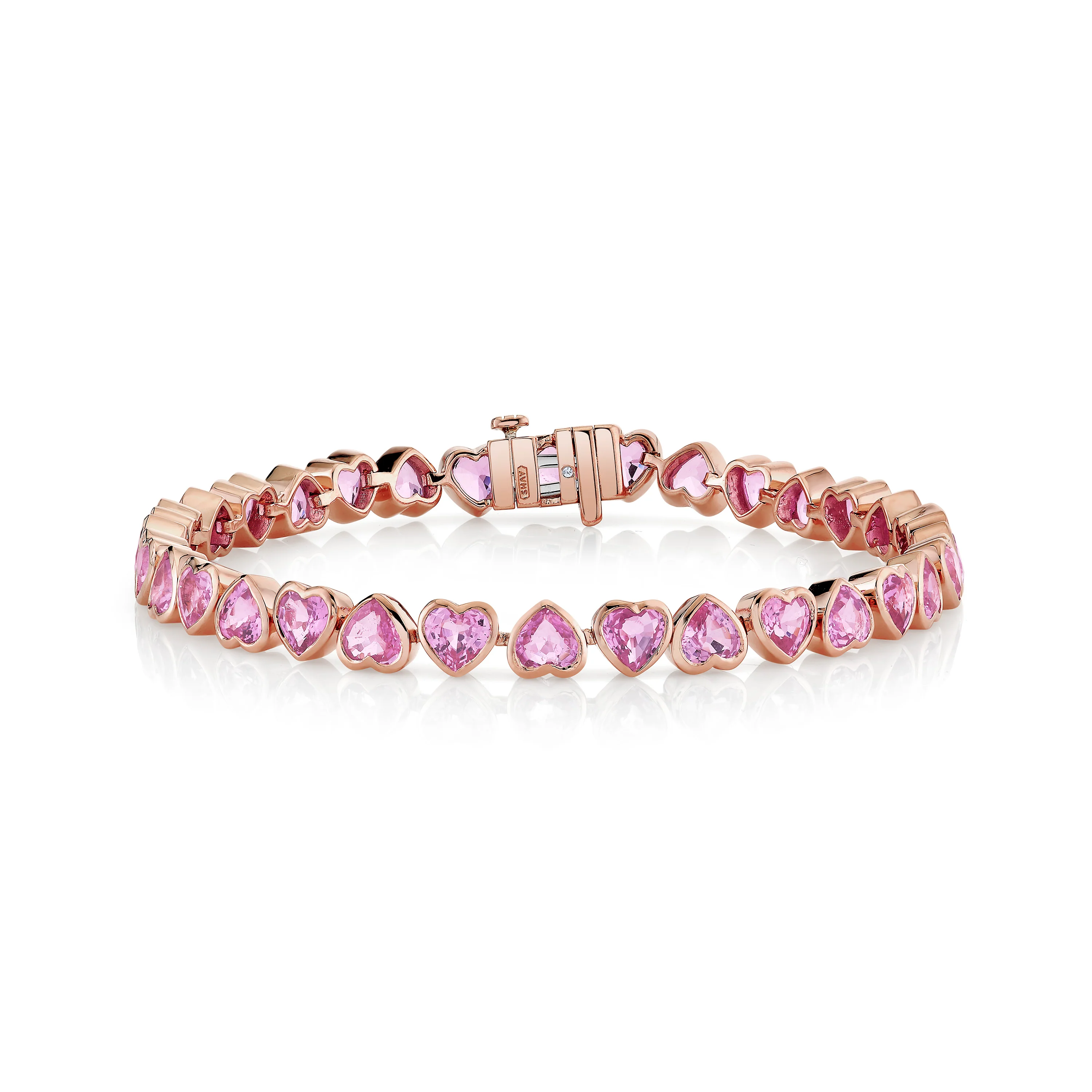 PINK SAPPHIRE BEZEL HEART TENNIS BRACELET - Image 3