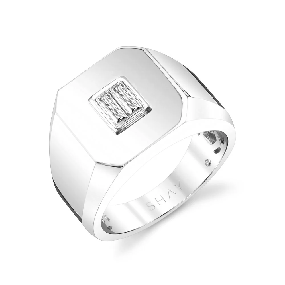 MEN'S DIAMOND BAGUETTE SIGNET PINKY RING - Image 4