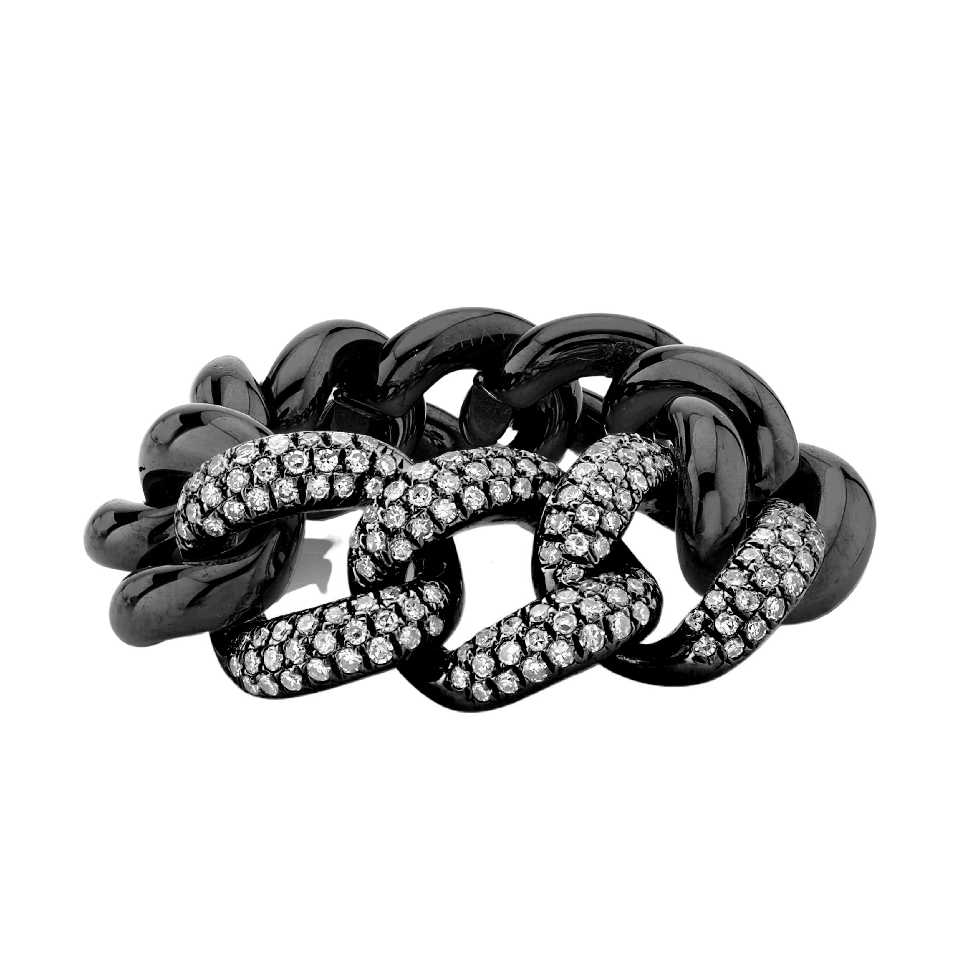 BLACK CERAMIC PAVE ESSENTIAL LINK RING - Image 4
