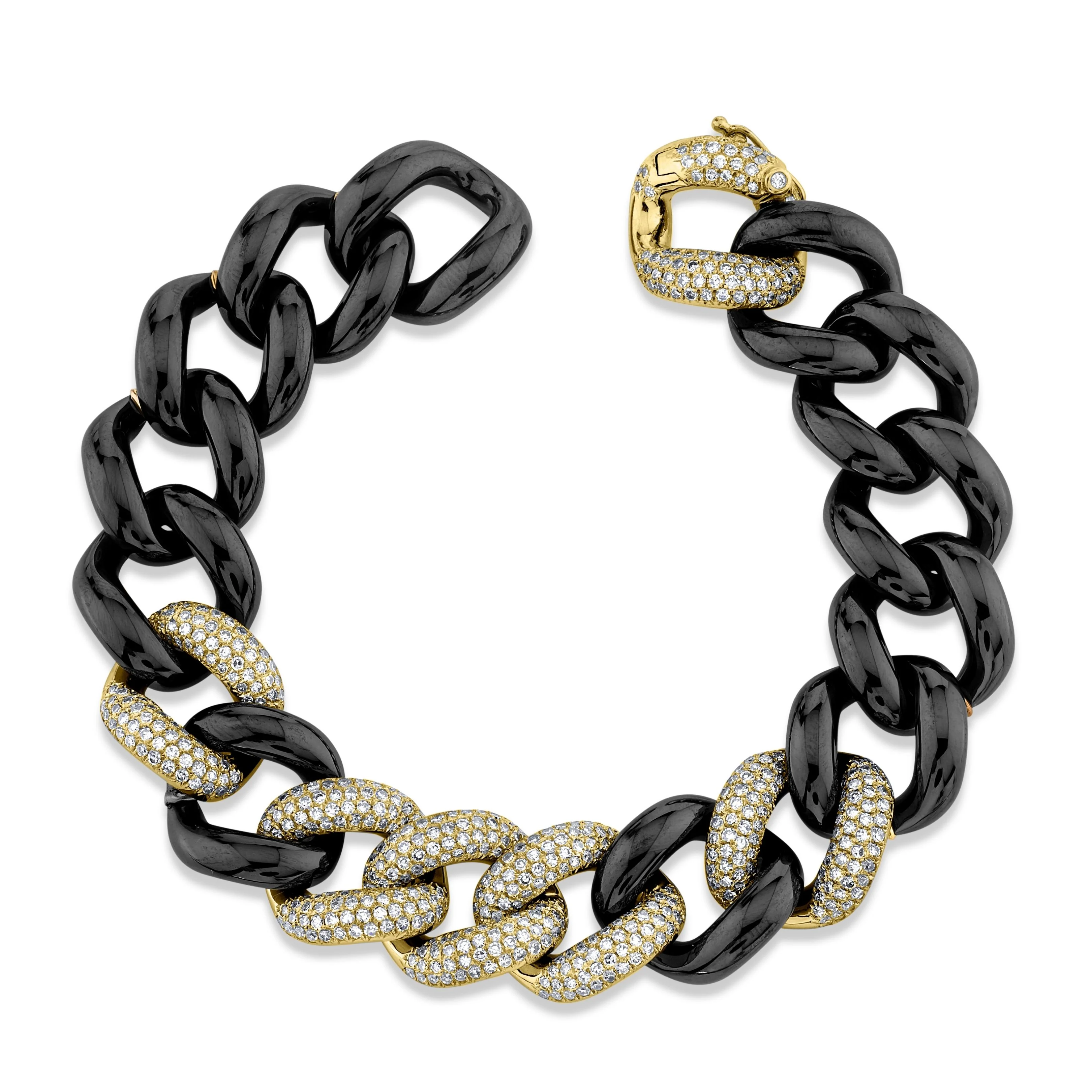 BLACK CERAMIC PAVE JUMBO LINK BRACELET - Image 3