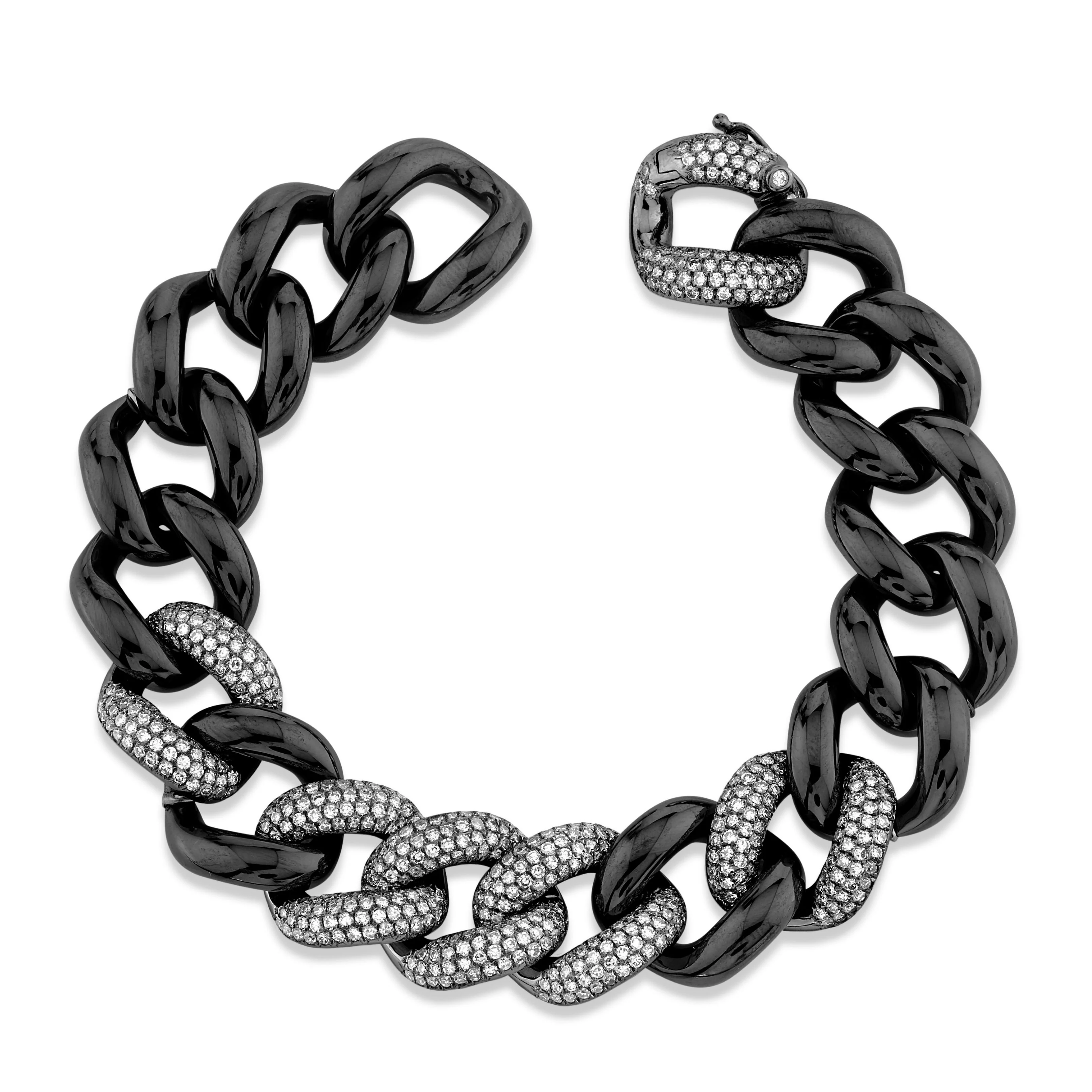 BLACK CERAMIC PAVE JUMBO LINK BRACELET - Image 5