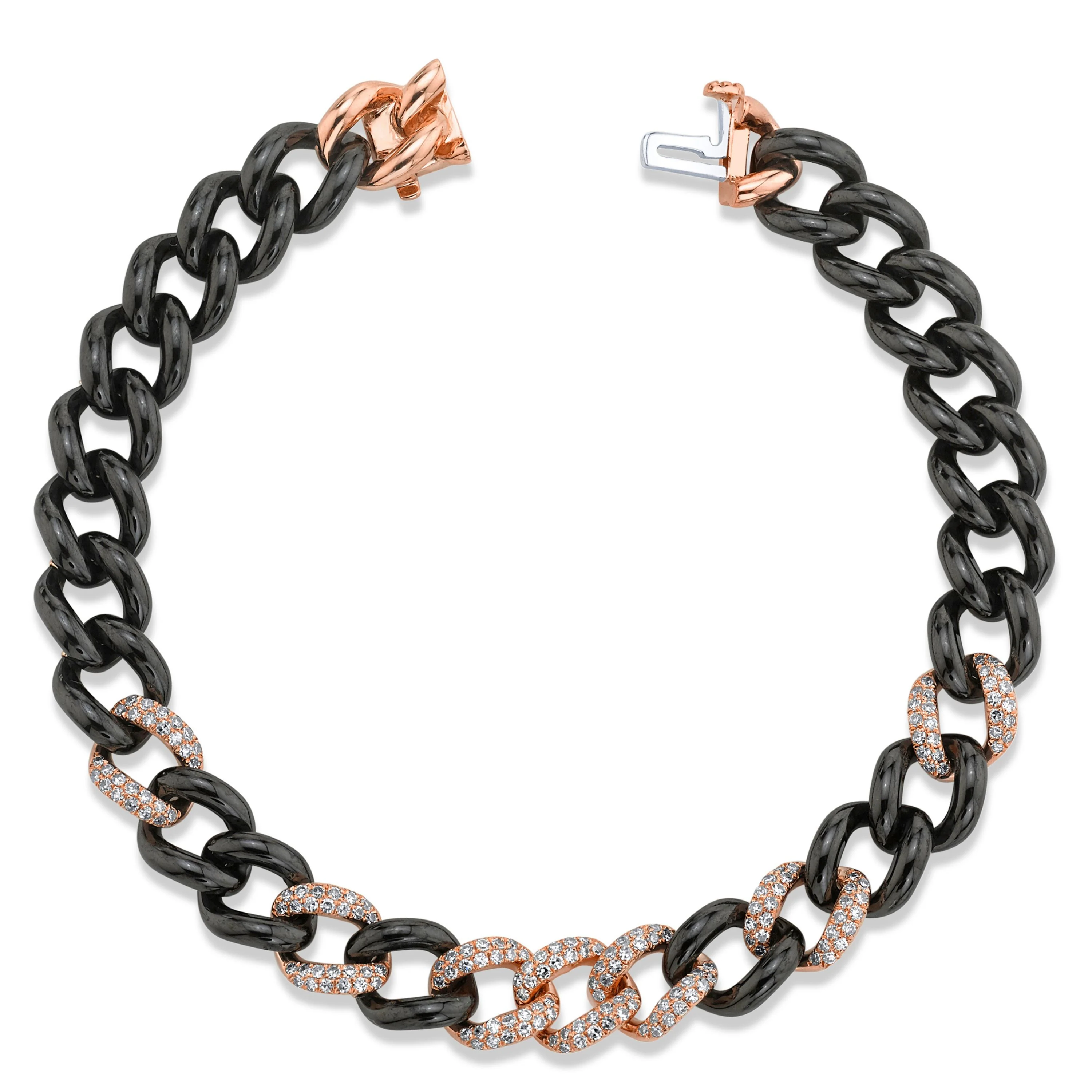 BLACK CERAMIC PAVE MEDIUM LINK BRACELET - Image 3