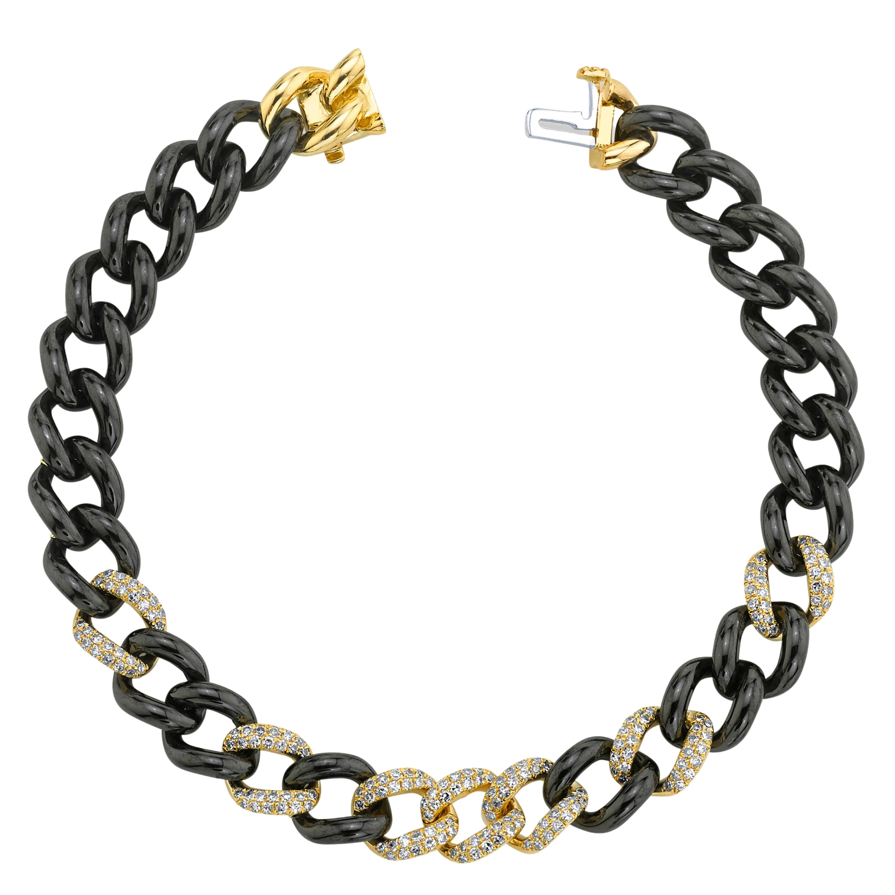 BLACK CERAMIC PAVE MEDIUM LINK BRACELET - Image 4