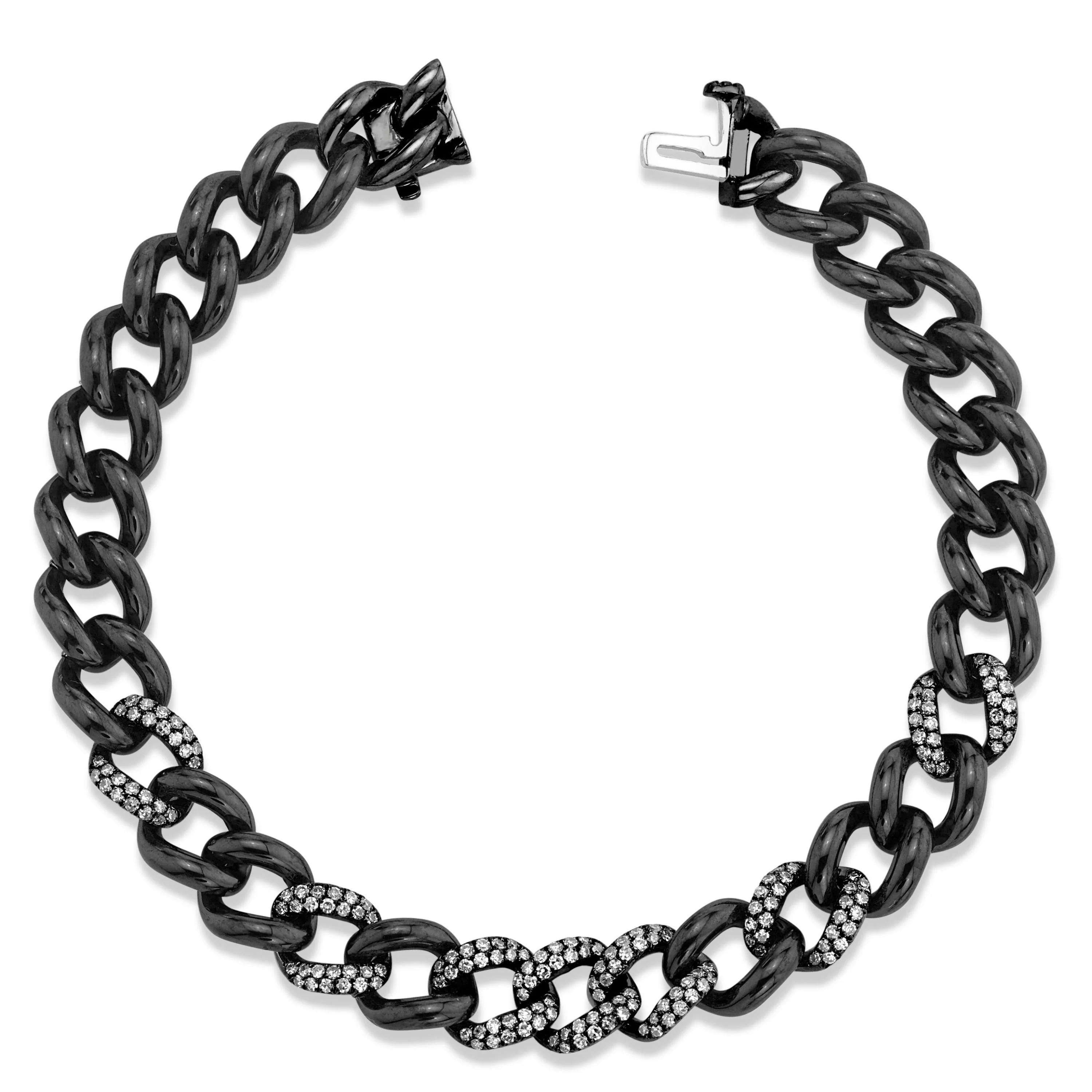 BLACK CERAMIC PAVE MEDIUM LINK BRACELET - Image 5