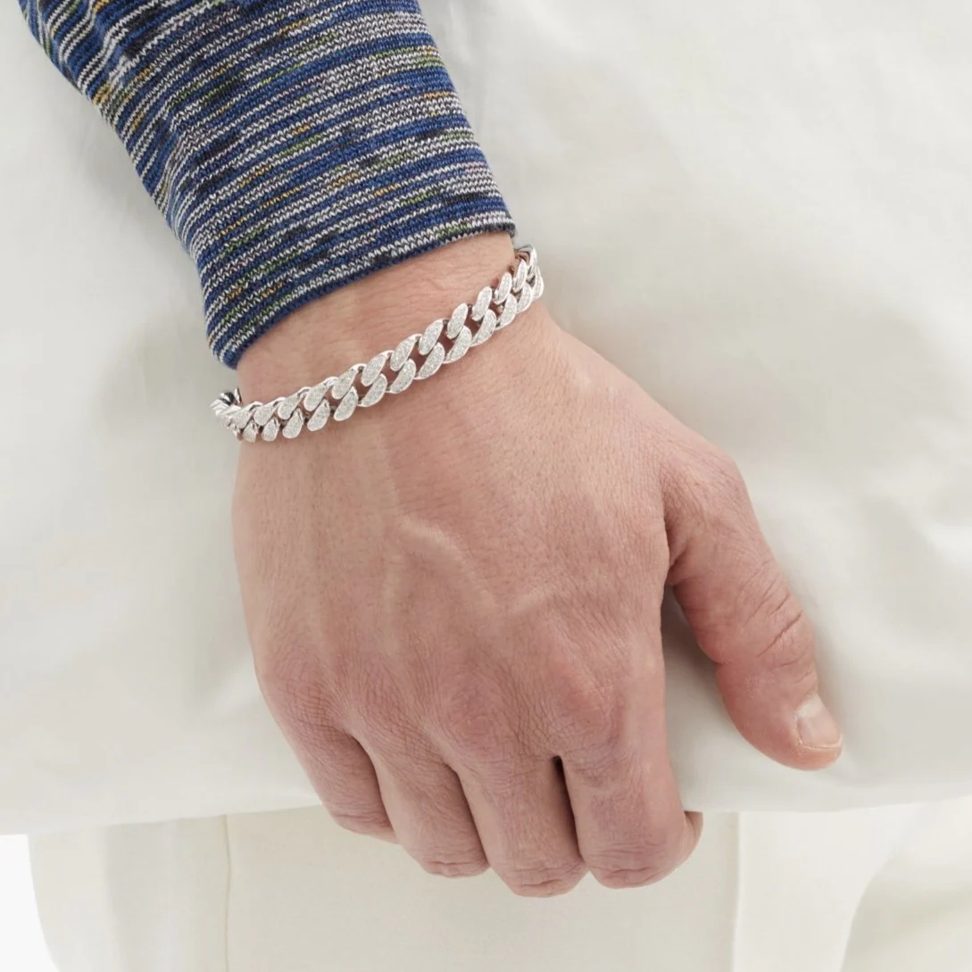 MEN'S BLACK DIAMOND FLAT ESSENTIAL LINK BRACELET - Image 3