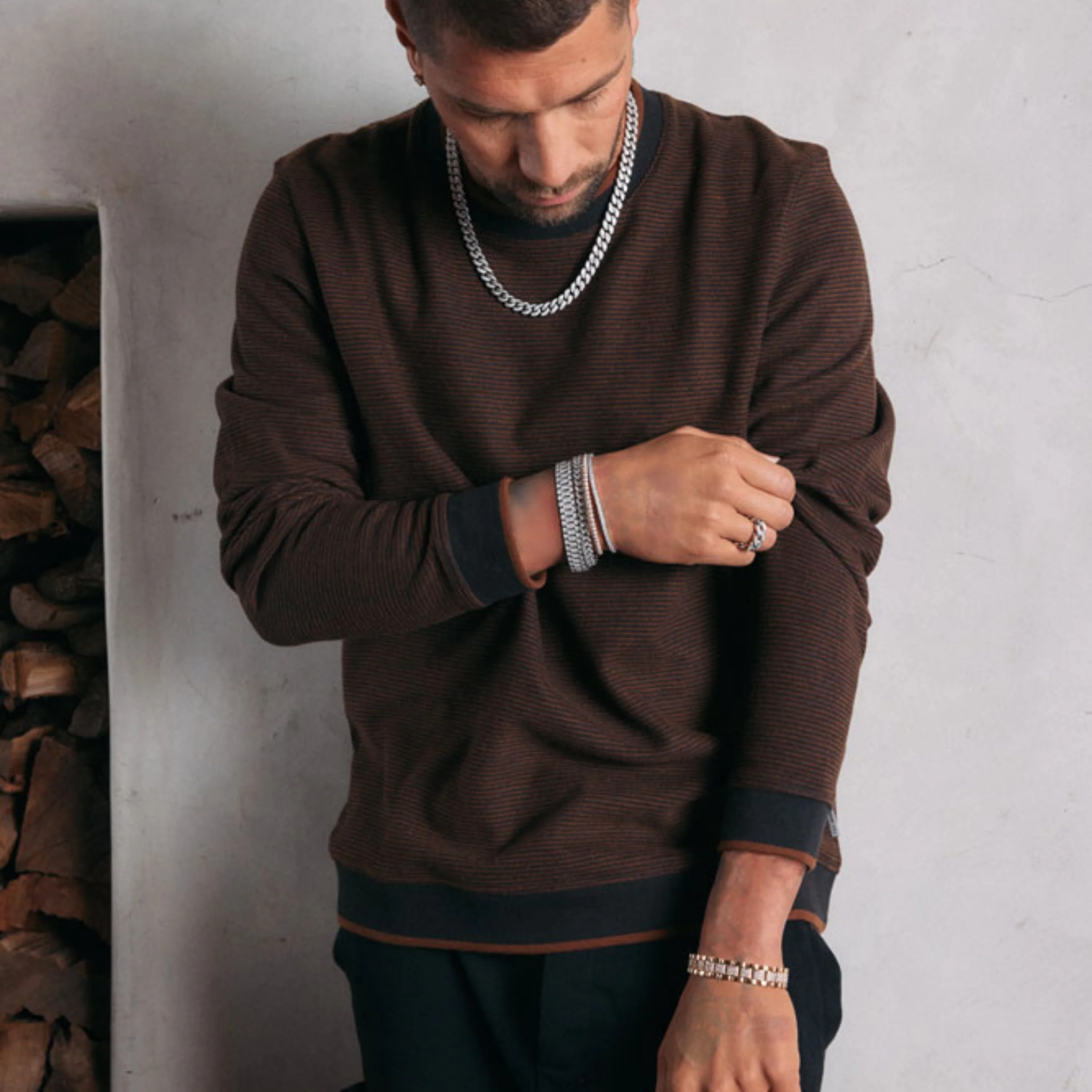 MEN'S BLACK DIAMOND PARTIAL PAVE JOURNEY BRACELET - Image 2