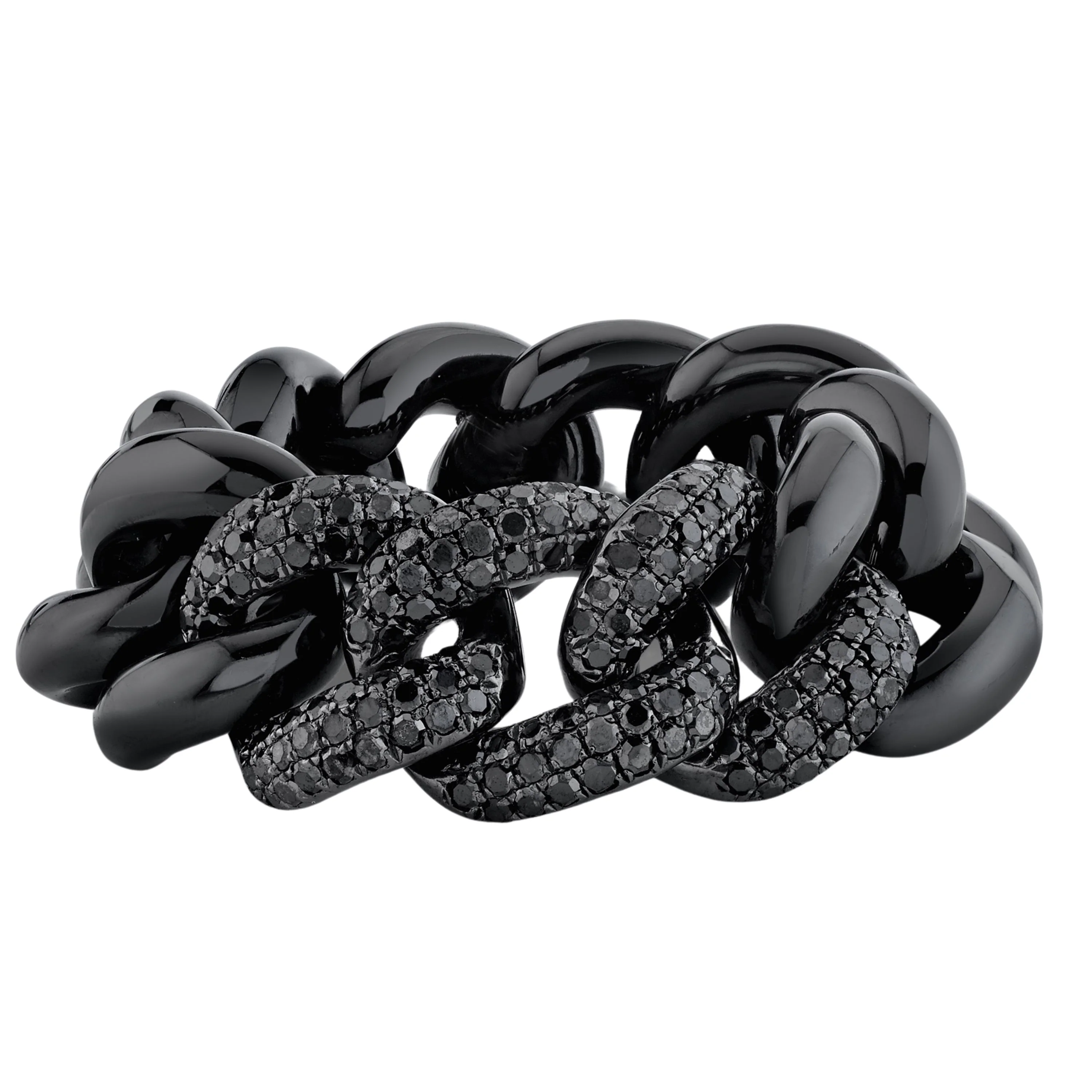 MEN'S BLACK DIAMOND PAVE BLACK CERAMIC LINK RING