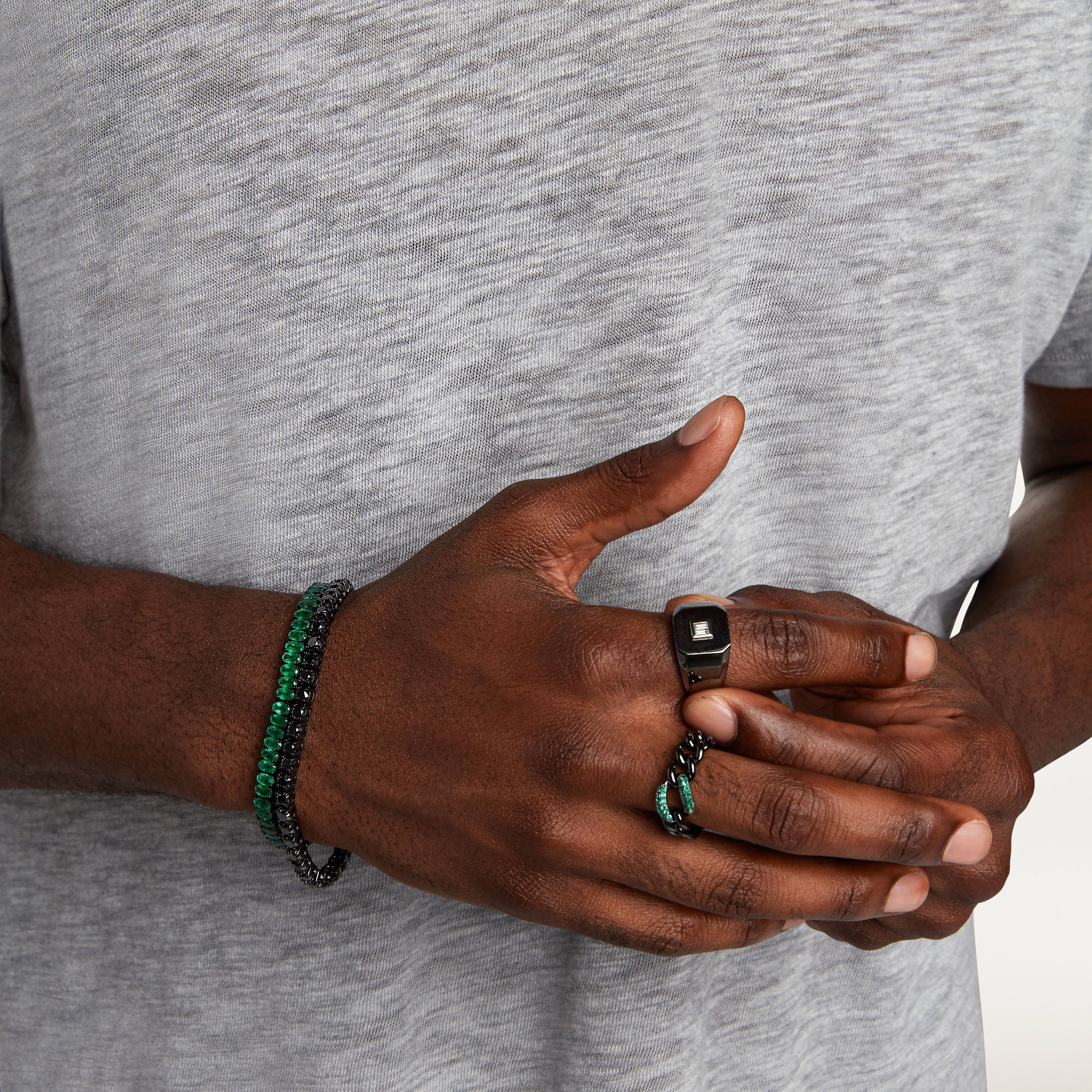 MEN'S BLACK DIAMOND TENNIS BRACELET - Image 2