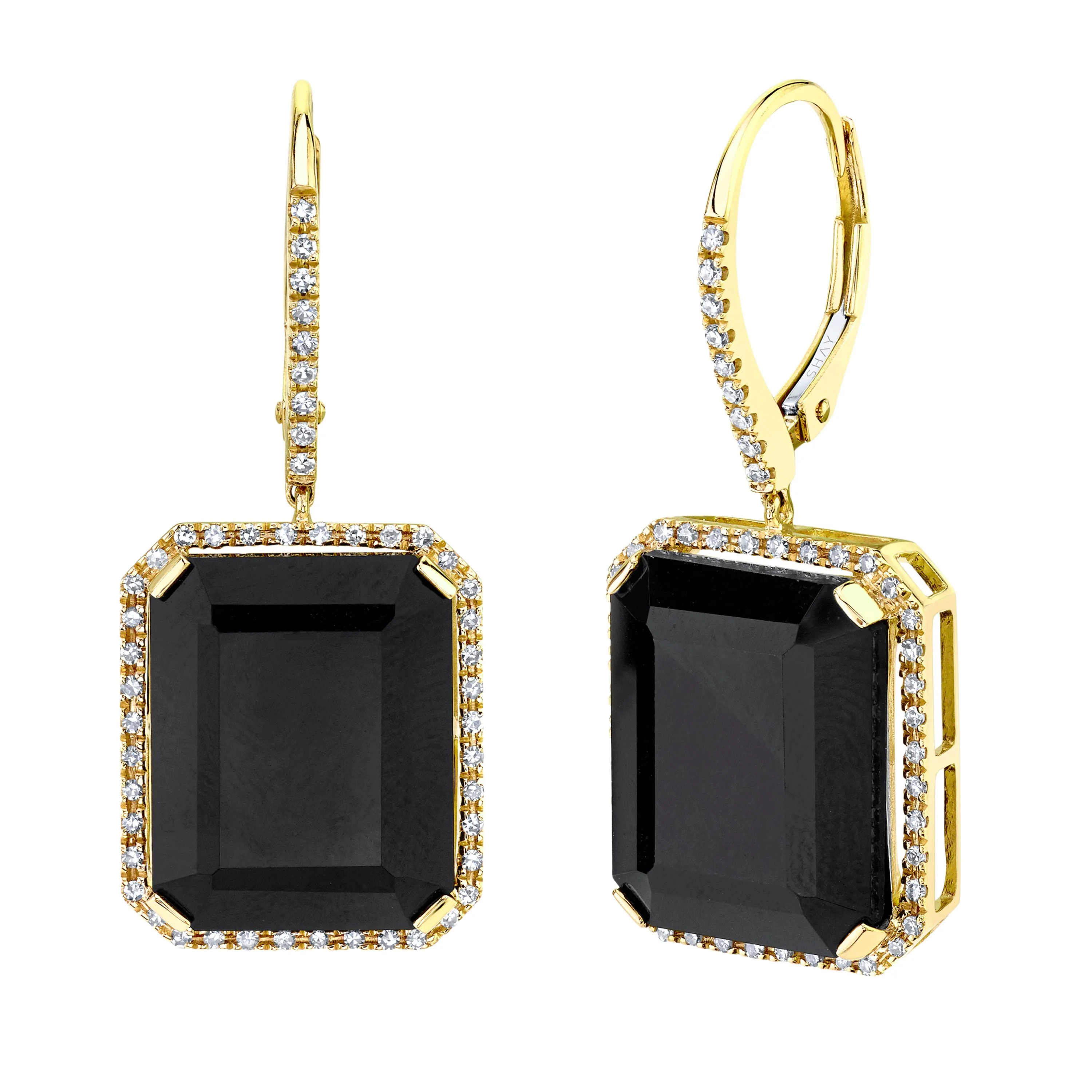 BLACK ONYX & DIAMOND PORTRAIT EARRINGS - Image 4