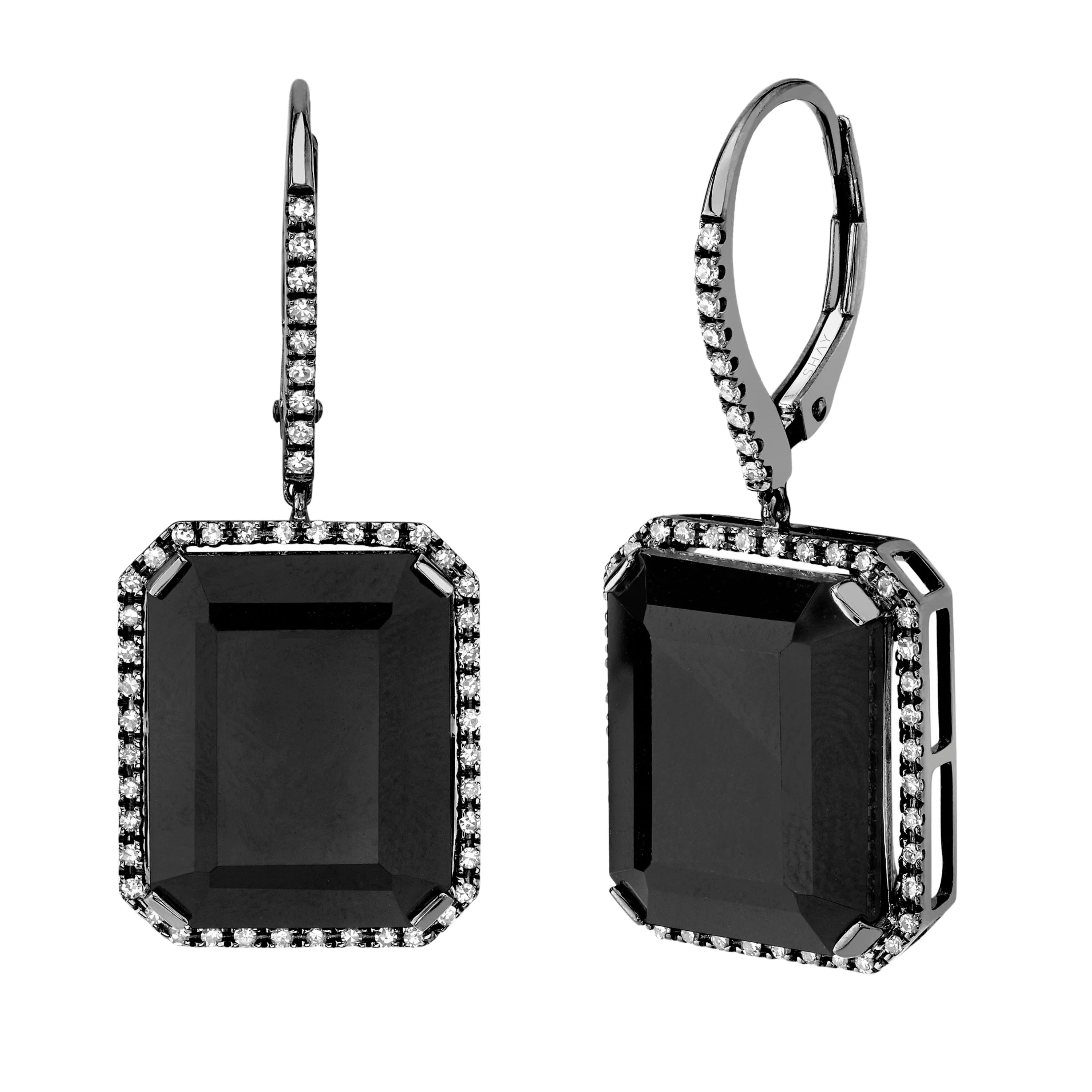 BLACK ONYX & DIAMOND PORTRAIT EARRINGS - Image 5