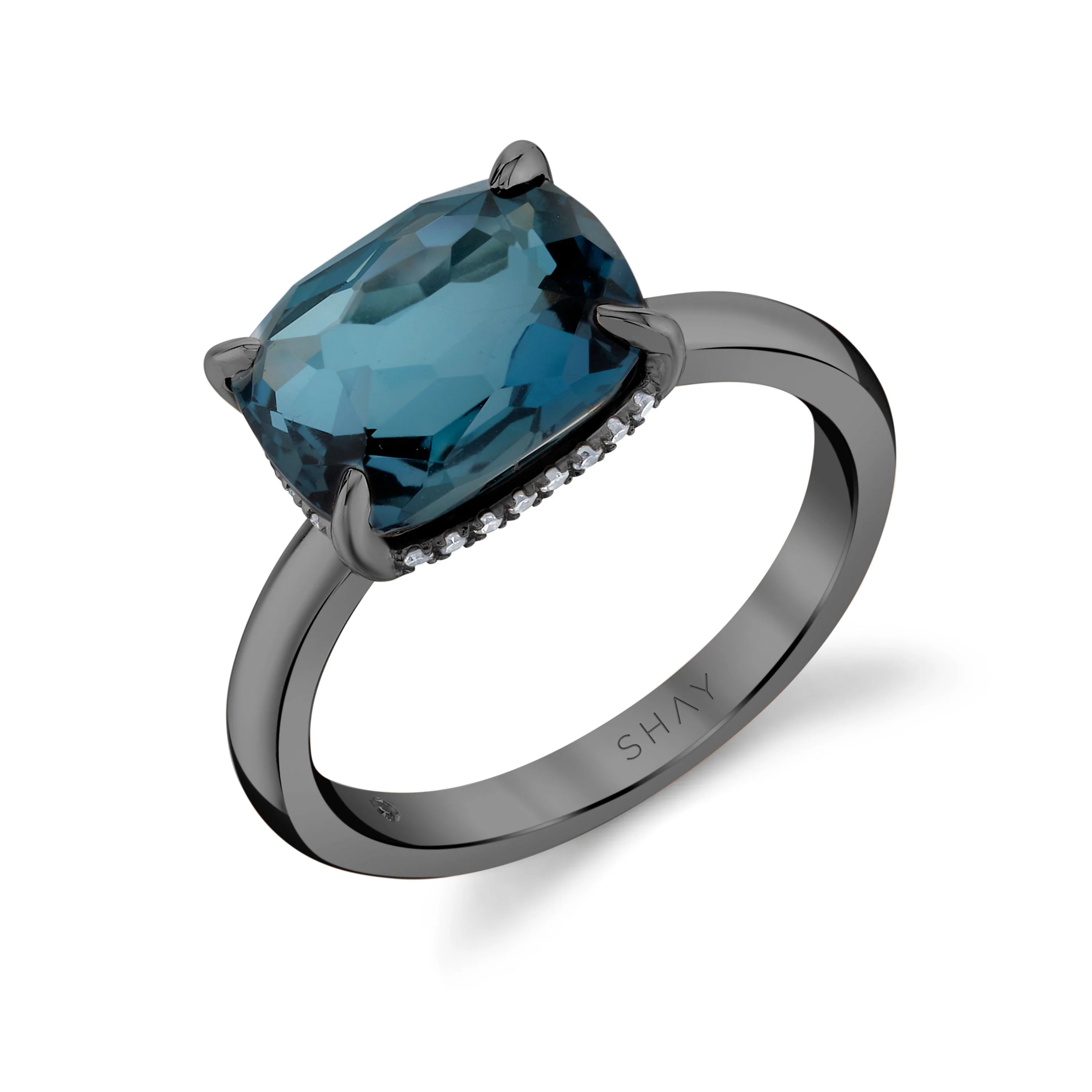 BLUE CRYSTAL & DIAMOND GEM RING - Image 4
