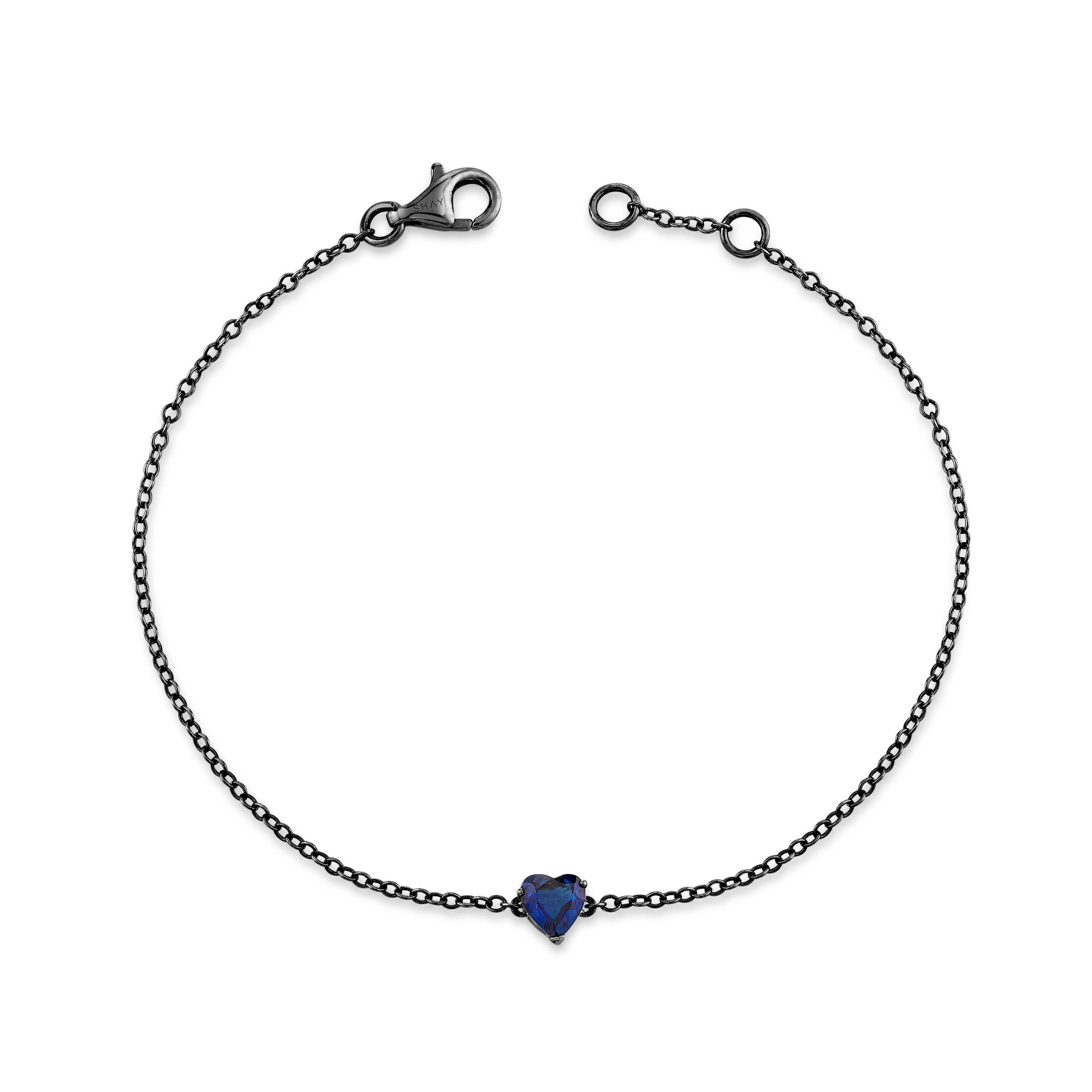 BLUE SAPPHIRE BABY HEART BRACELET - Image 4