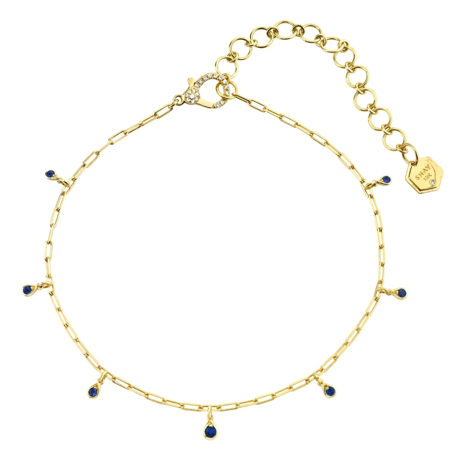 MINI ME BLUE SAPPHIRE DANGLE DROP NECKLACE - Image 4
