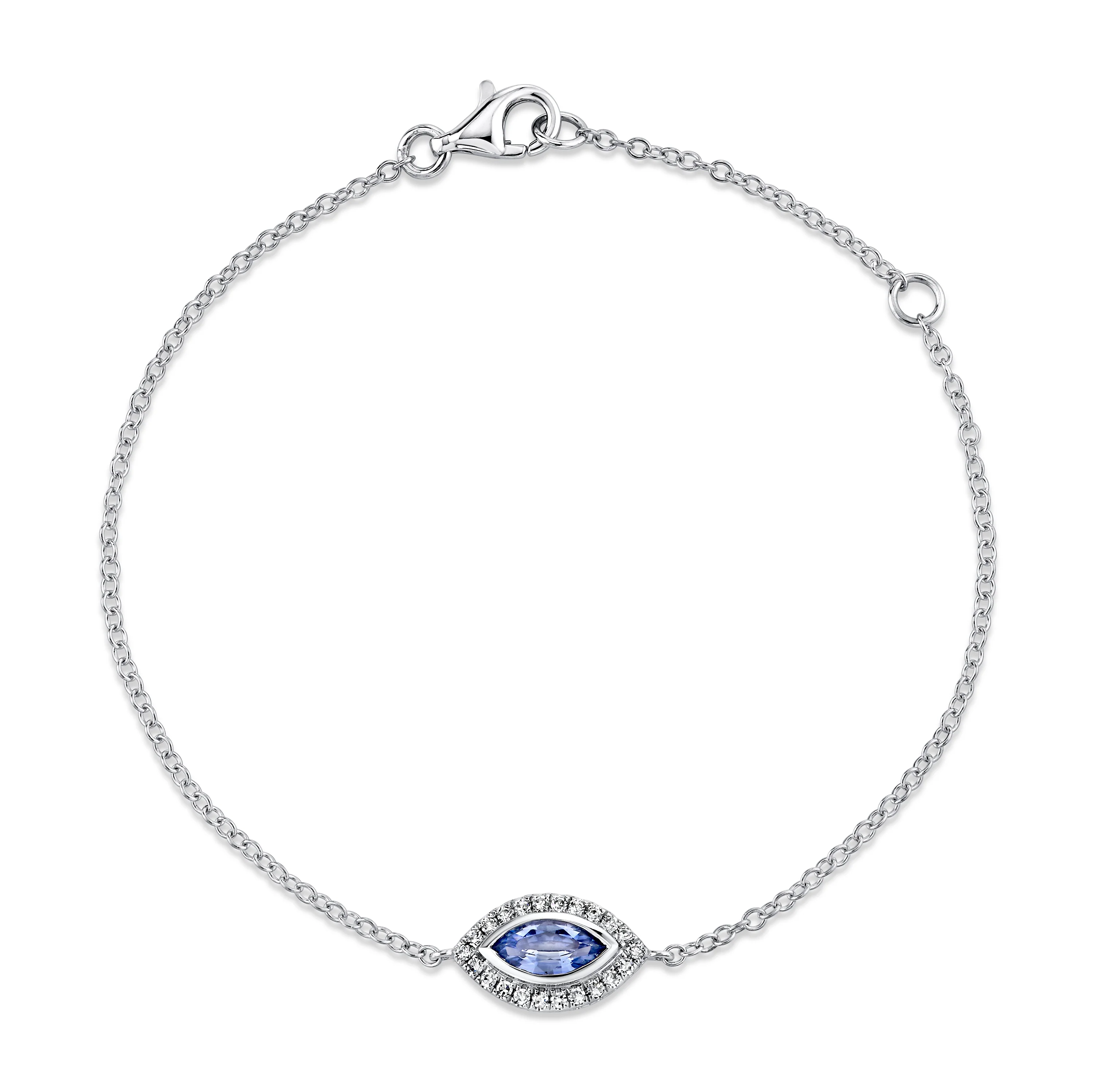 BLUE SAPPHIRE & DIAMOND MINI EVIL EYE BRACELET - Image 2