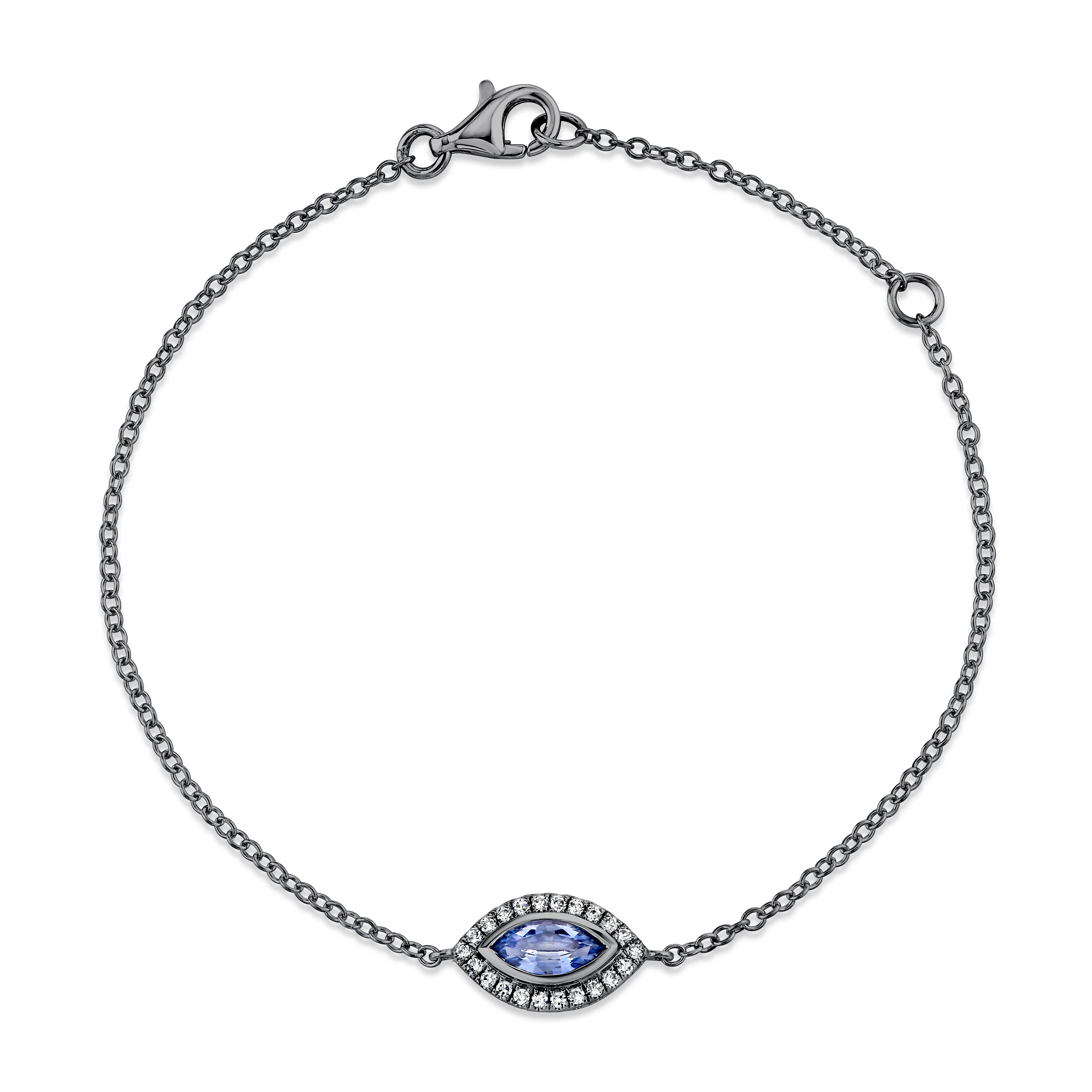 BLUE SAPPHIRE & DIAMOND MINI EVIL EYE BRACELET - Image 4