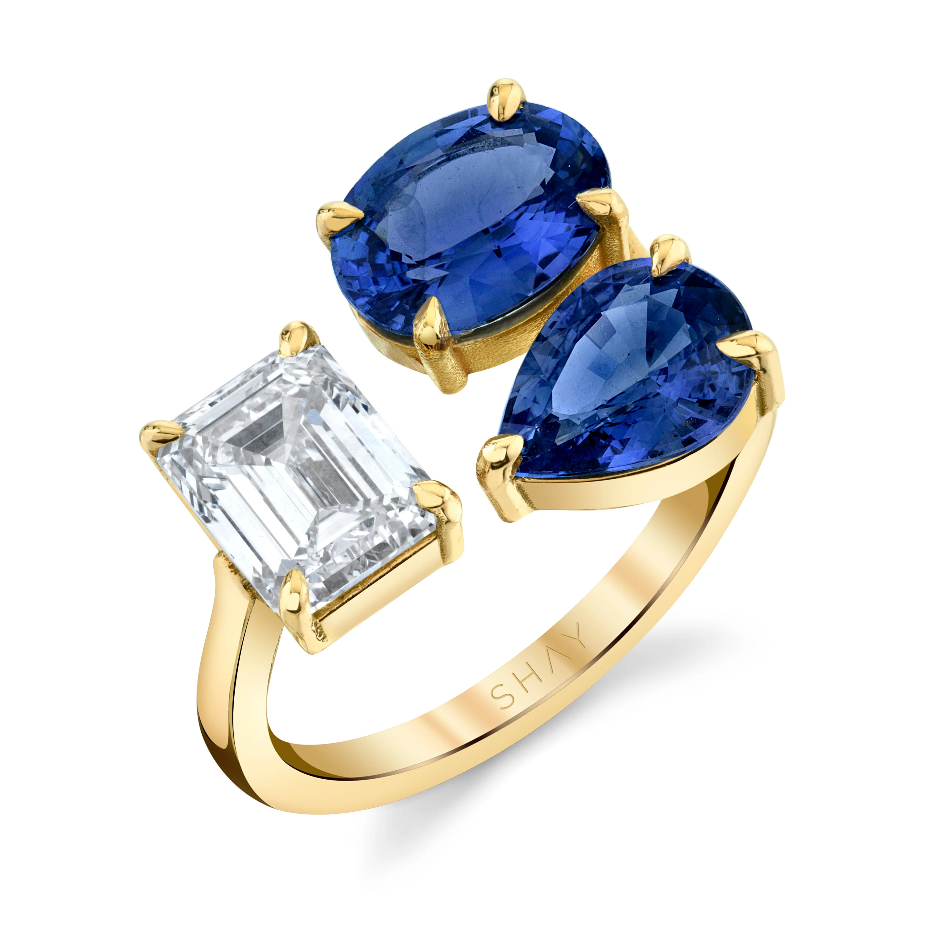 BLUE SAPPHIRE & DIAMOND TRIPLE THREAT RING - Image 3