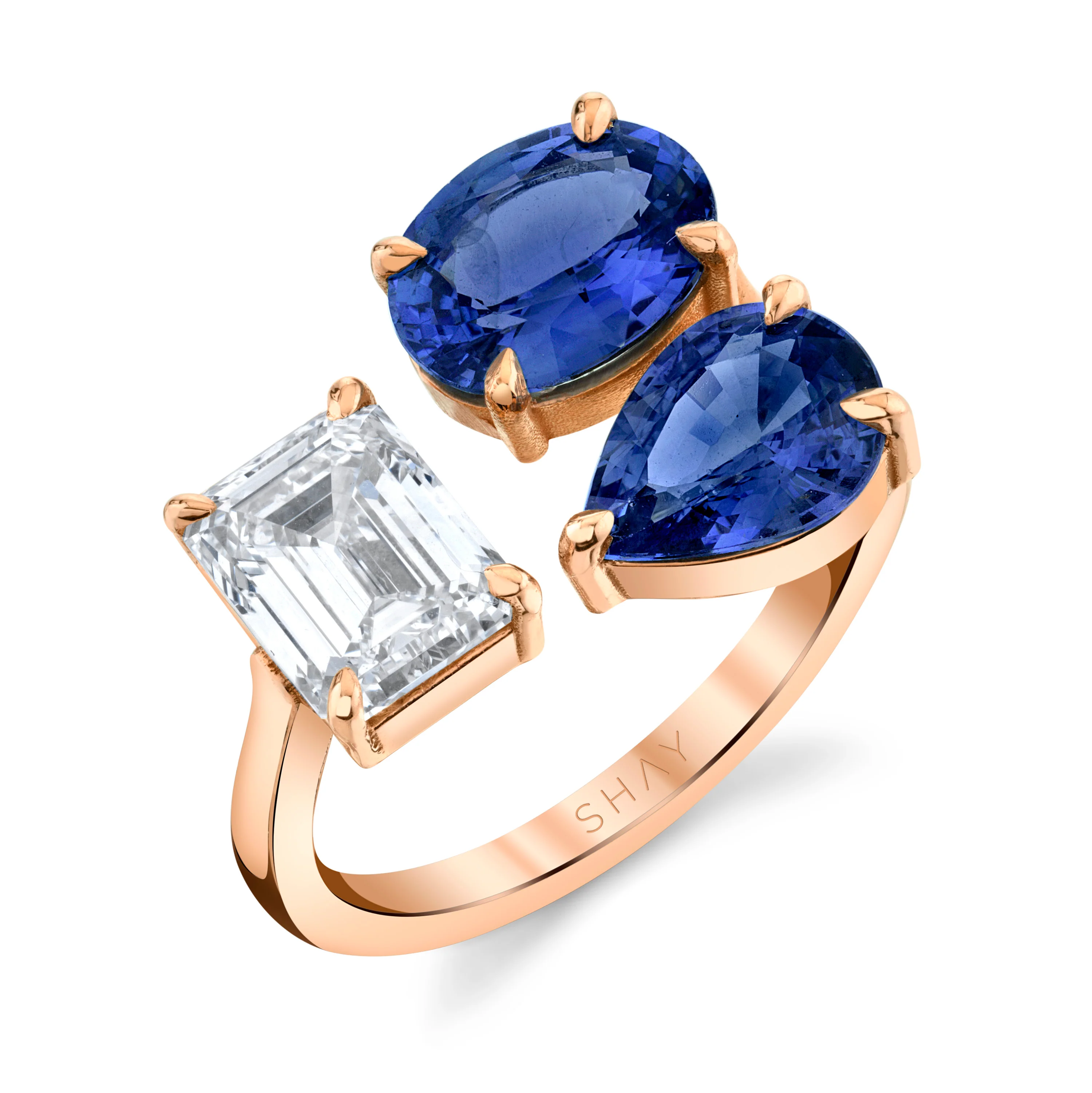 BLUE SAPPHIRE & DIAMOND TRIPLE THREAT RING - Image 4