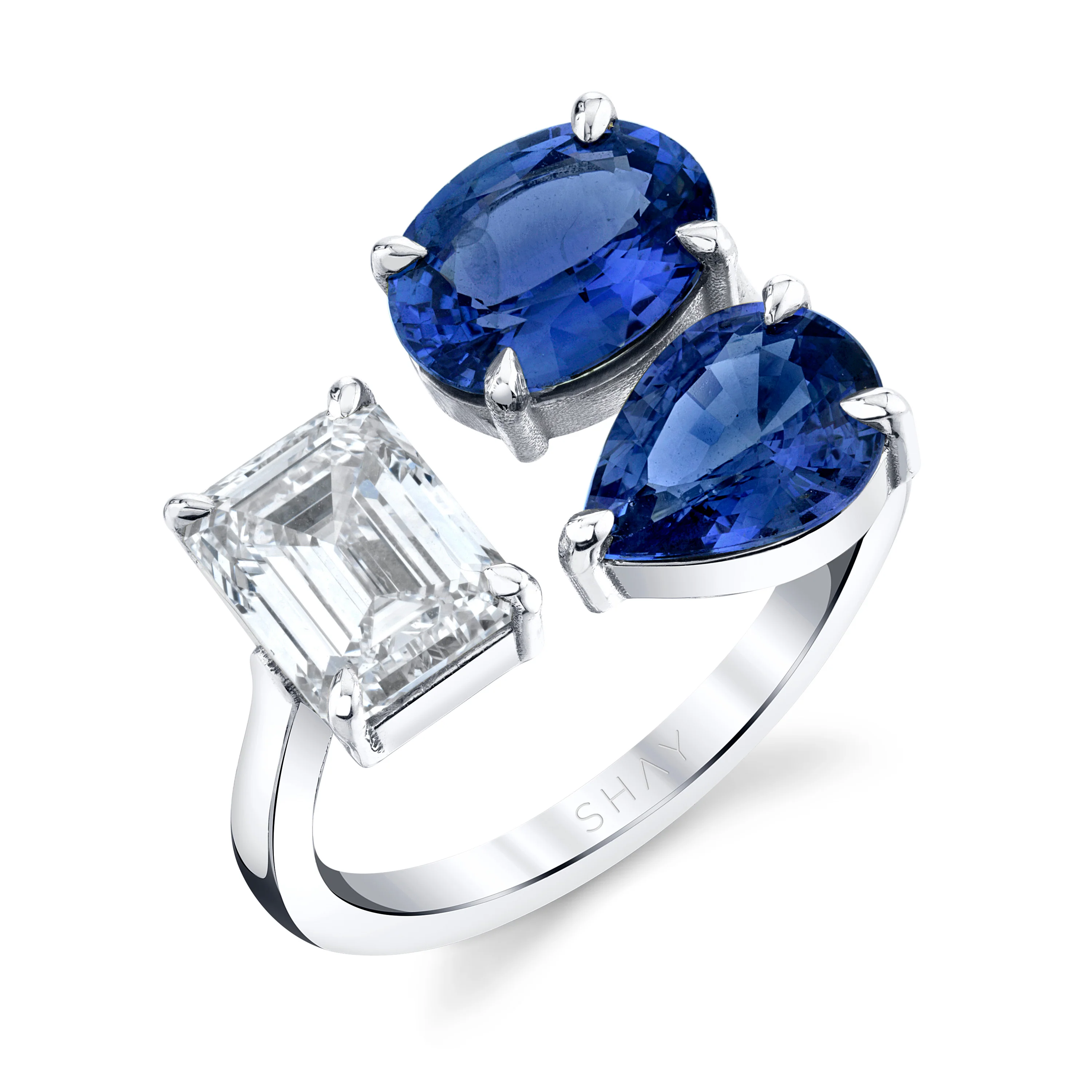 BLUE SAPPHIRE & DIAMOND TRIPLE THREAT RING - Image 5