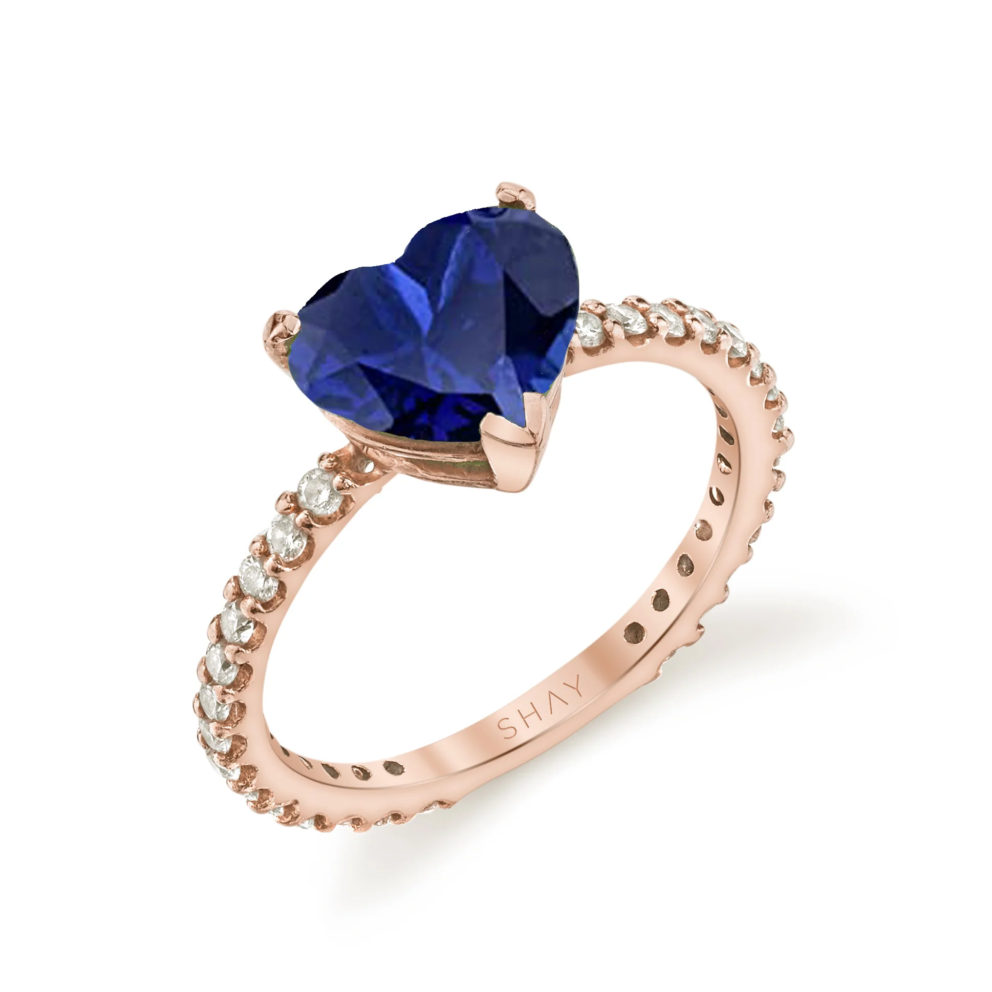 BLUE SAPPHIRE HEART PINKY RING - Image 3