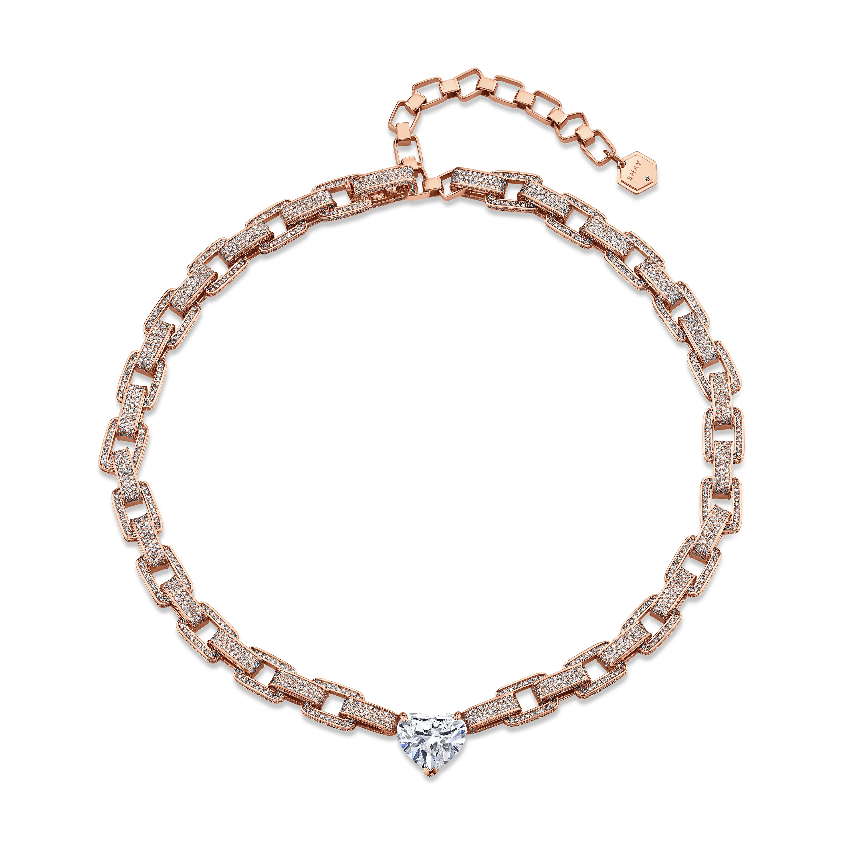 DIAMOND HEART DECO LINK NECKLACE - Image 3
