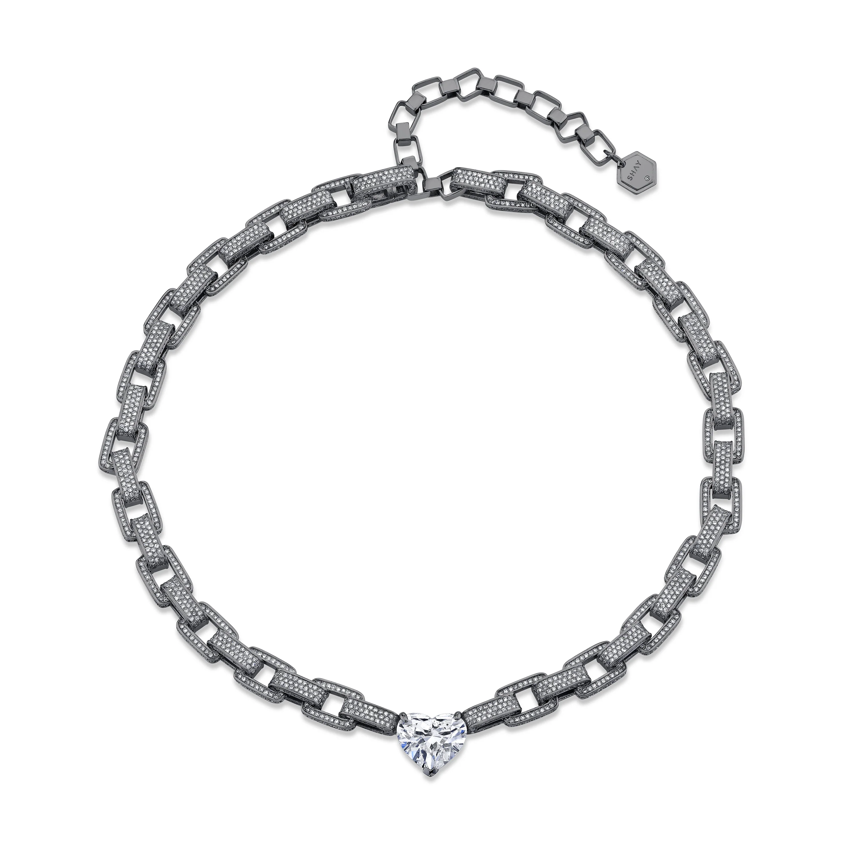 DIAMOND HEART DECO LINK NECKLACE - Image 4