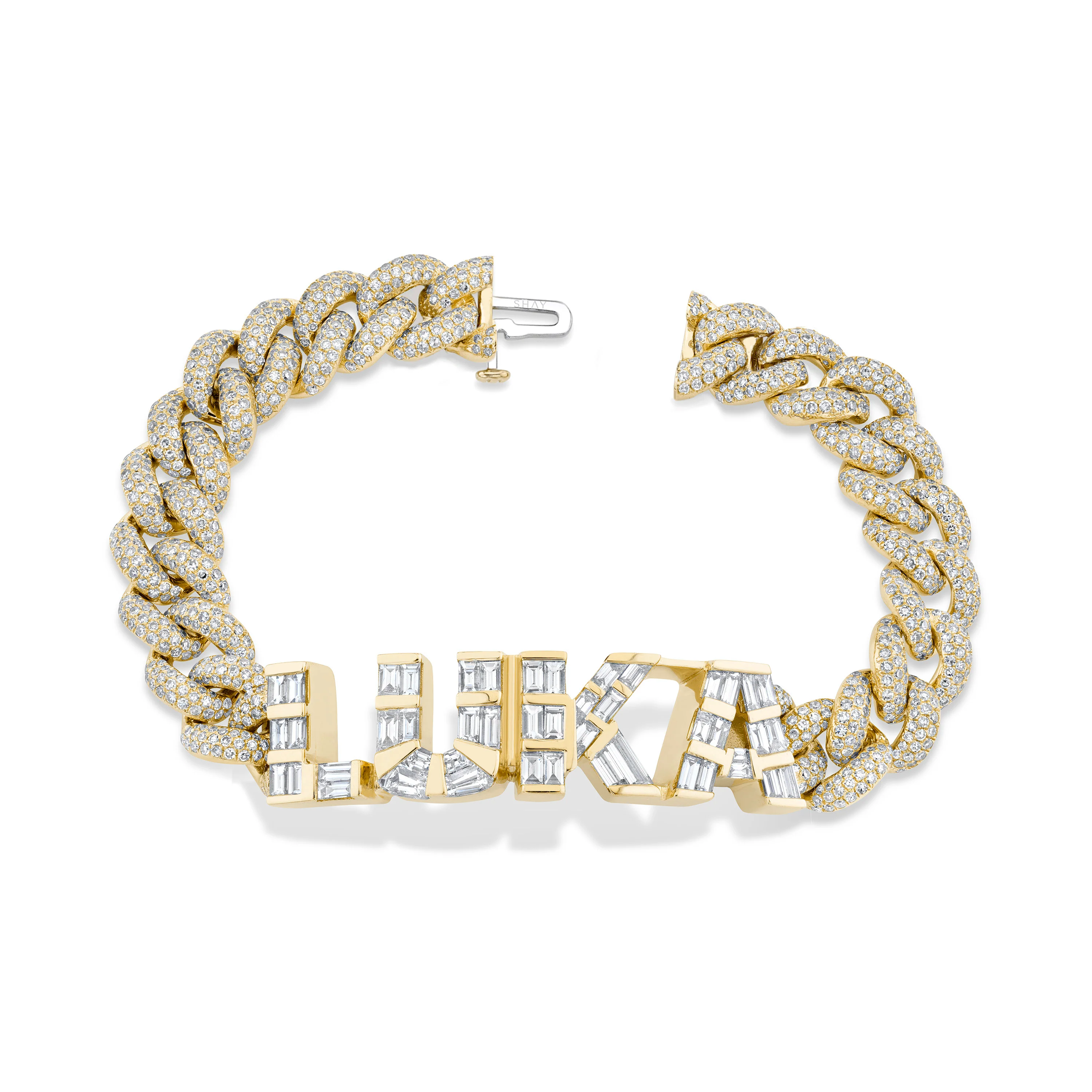 DIAMOND BAGUETTE 4 LETTER ESSENTIAL LINK BRACELET - Image 3