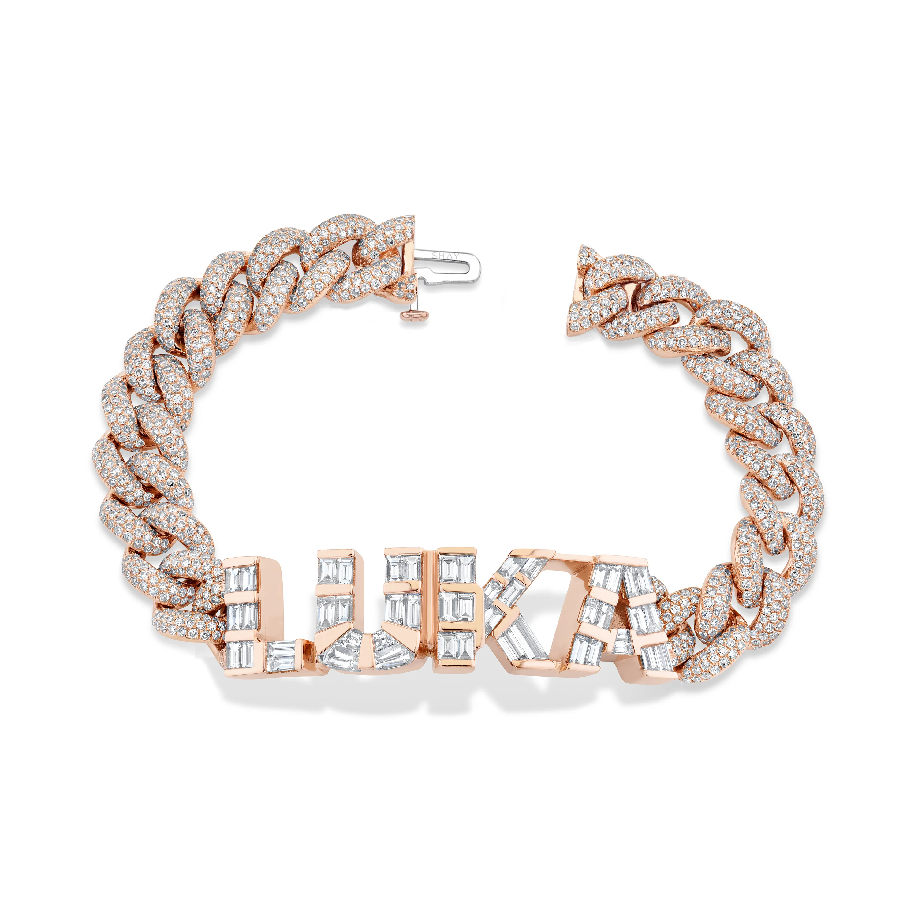 DIAMOND BAGUETTE 4 LETTER ESSENTIAL LINK BRACELET - Image 4