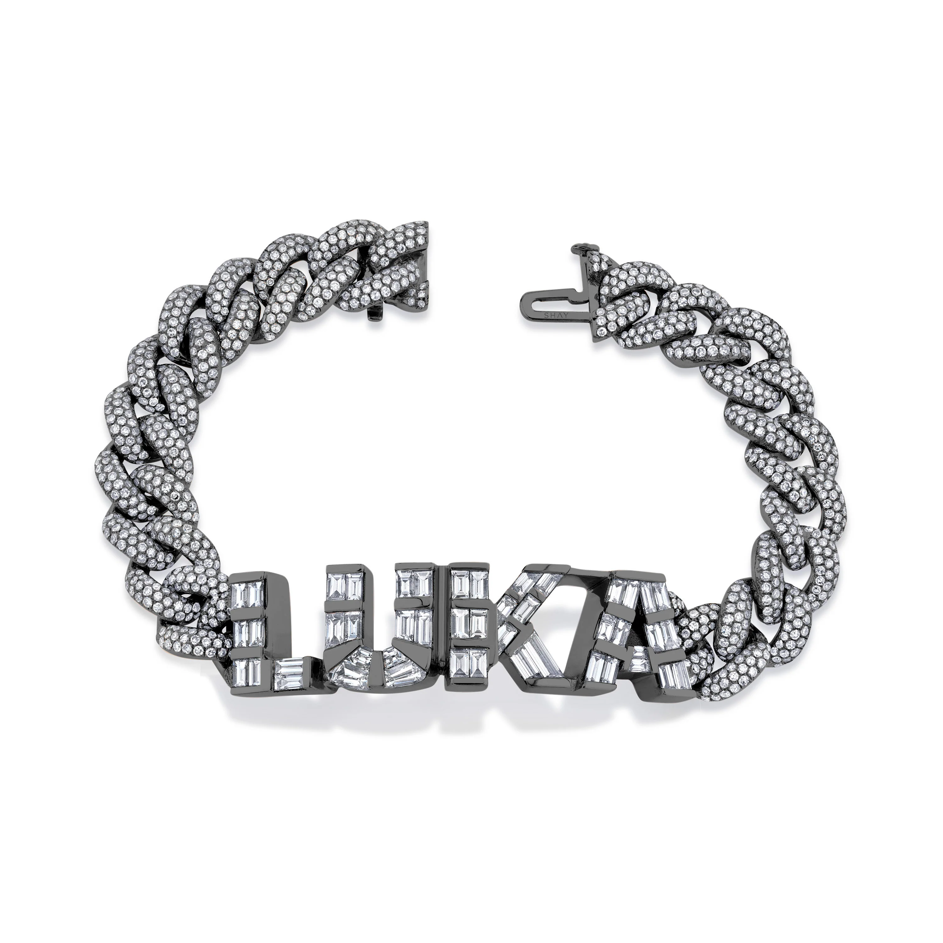 DIAMOND BAGUETTE 4 LETTER ESSENTIAL LINK BRACELET - Image 5