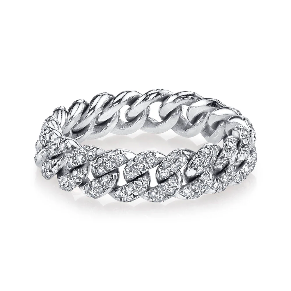 READY TO SHIP DIAMOND PAVE MINI LINK RING - Image 4