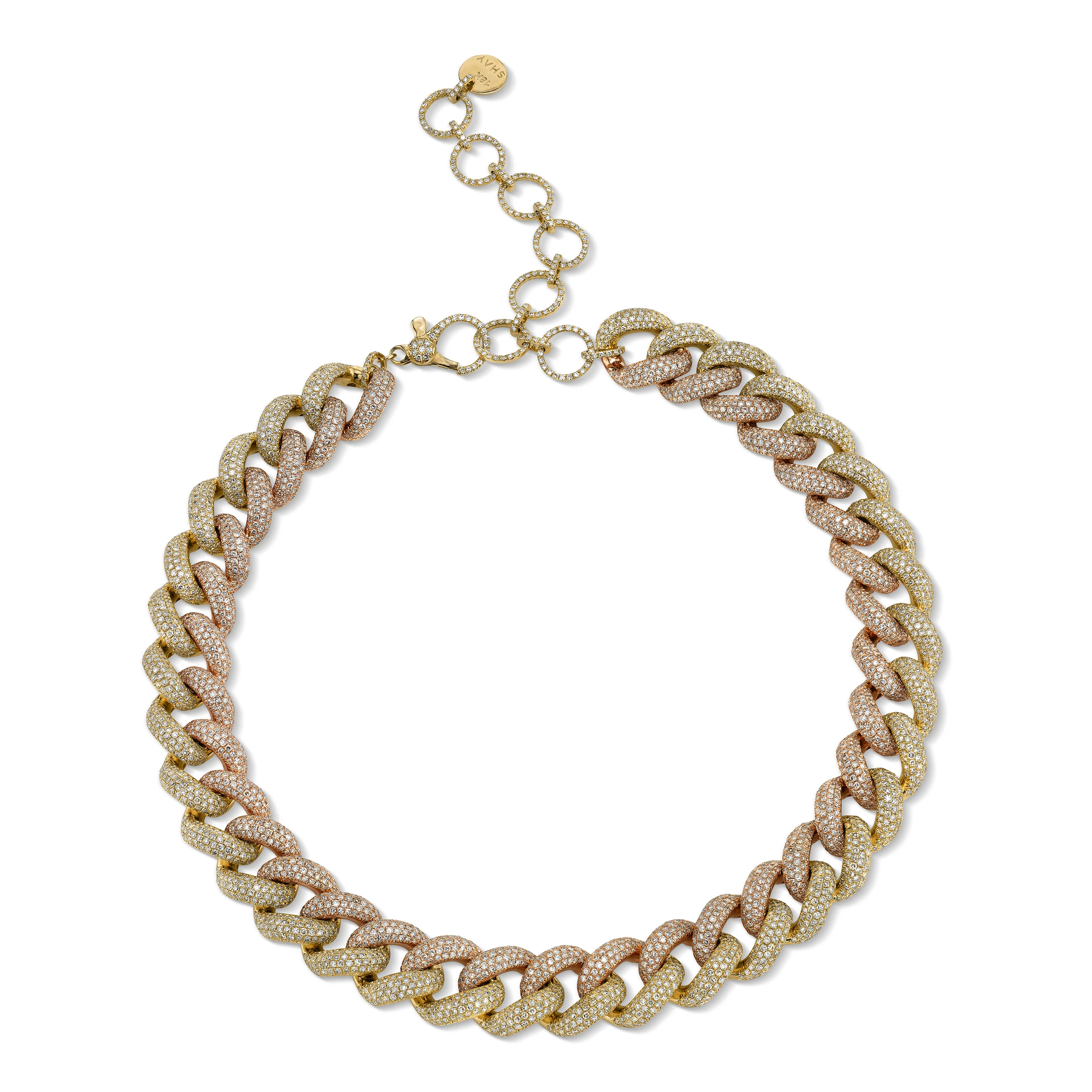 DIAMOND TWO-TONE JUMBO PAVE LINK NECKLACE - Image 5